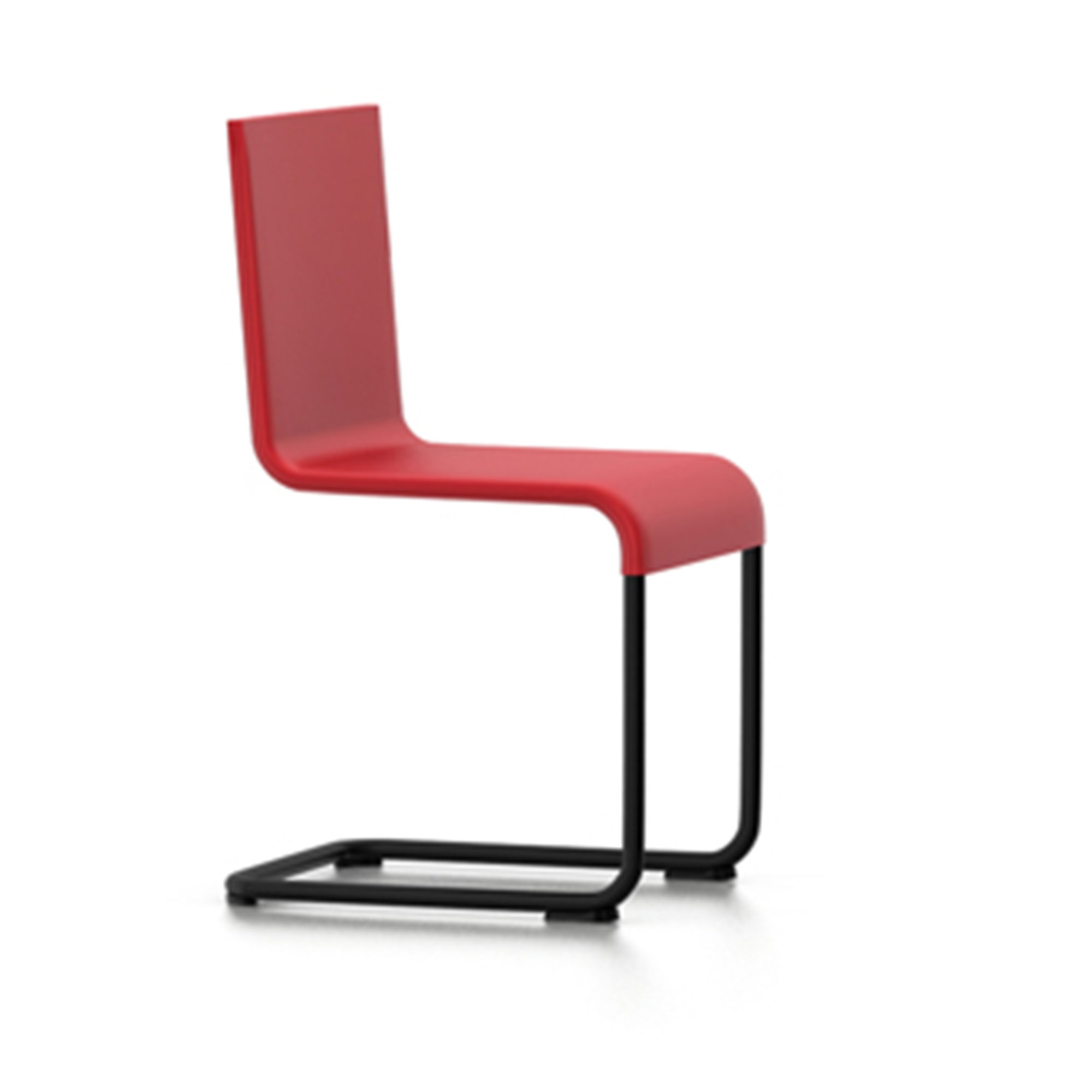 Vitra - .05 Chair, Non Stacking, Bright Red Shell, Powder-coated Black Base, Felt Glides for Hard Floor - Matstolar utomhus - Maarten Van Severen - Röd - Metall/Skum