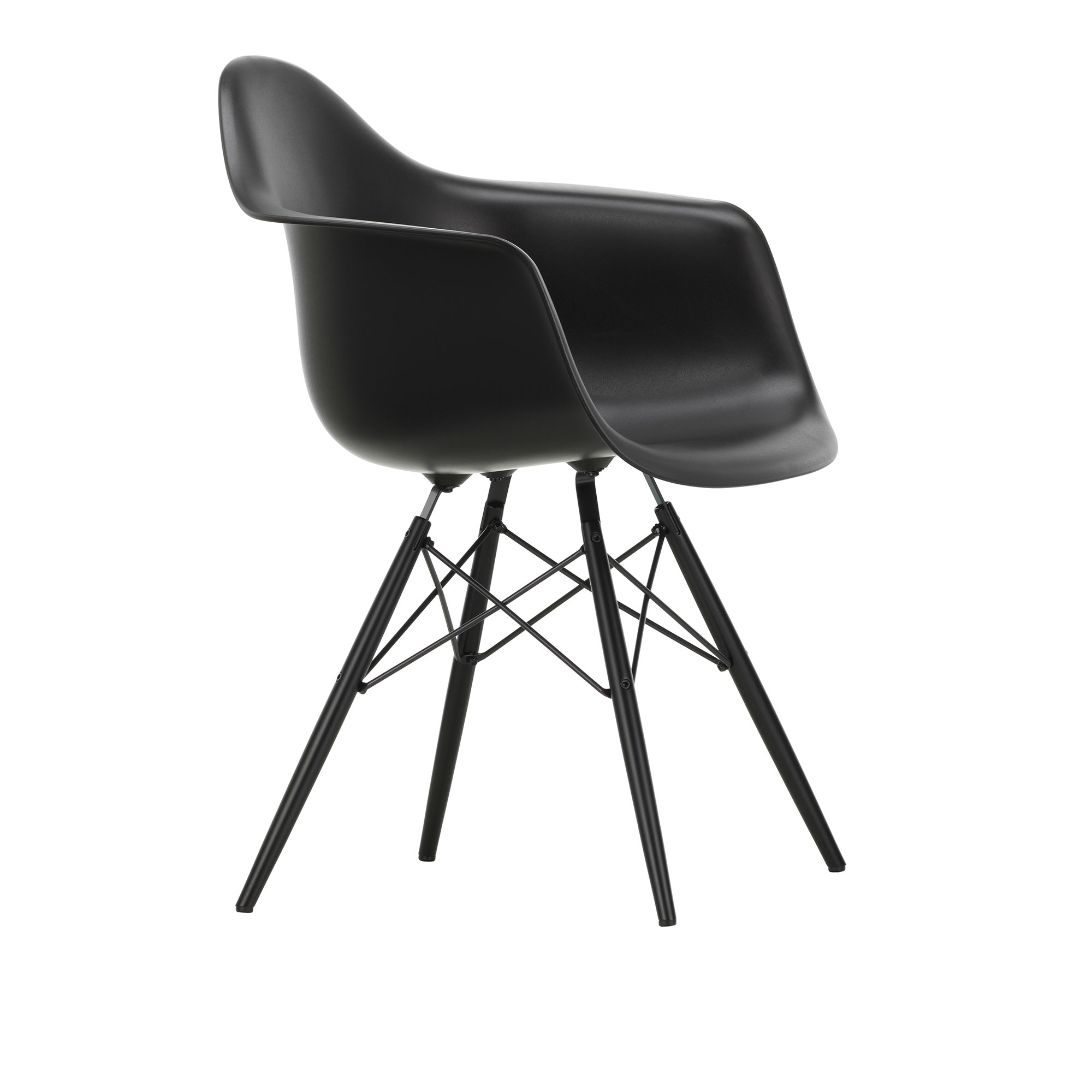 Vitra - Eames Plastic Armchair DAW - 12 Deep Black - Black Maple - Matstolar - Charles & Ray Eames - Svart - Metall/Trä/Plast