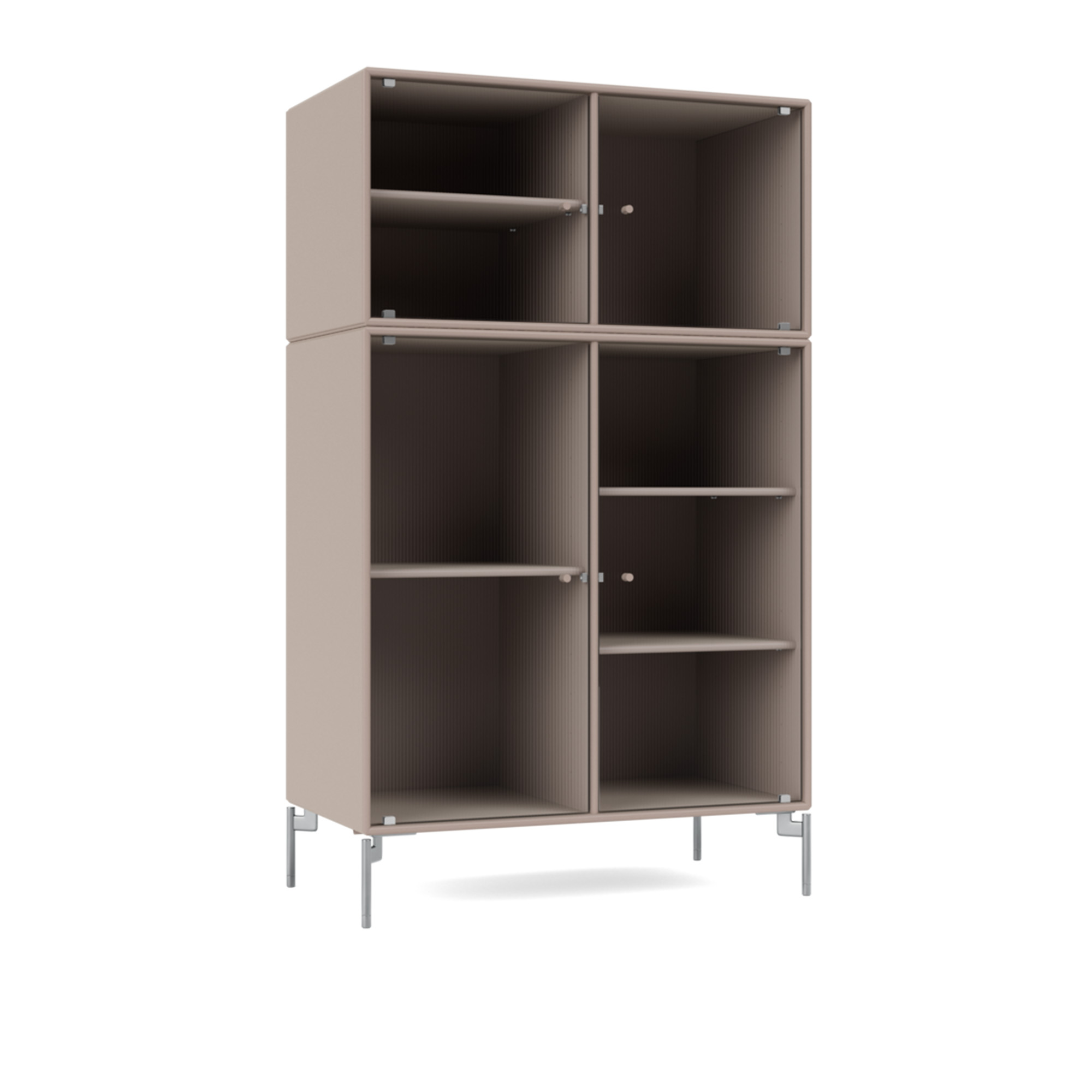 Montana - Ripple III – Vitrine Cabinet 137-Mushroom Matt Chrome - Skåp och vitrinskåp - Peter J. Lassen - Beige - Trä | Möbler - Förvaring Och Hyllor - Skåp Och Vitrinskåp | Möbelexperten