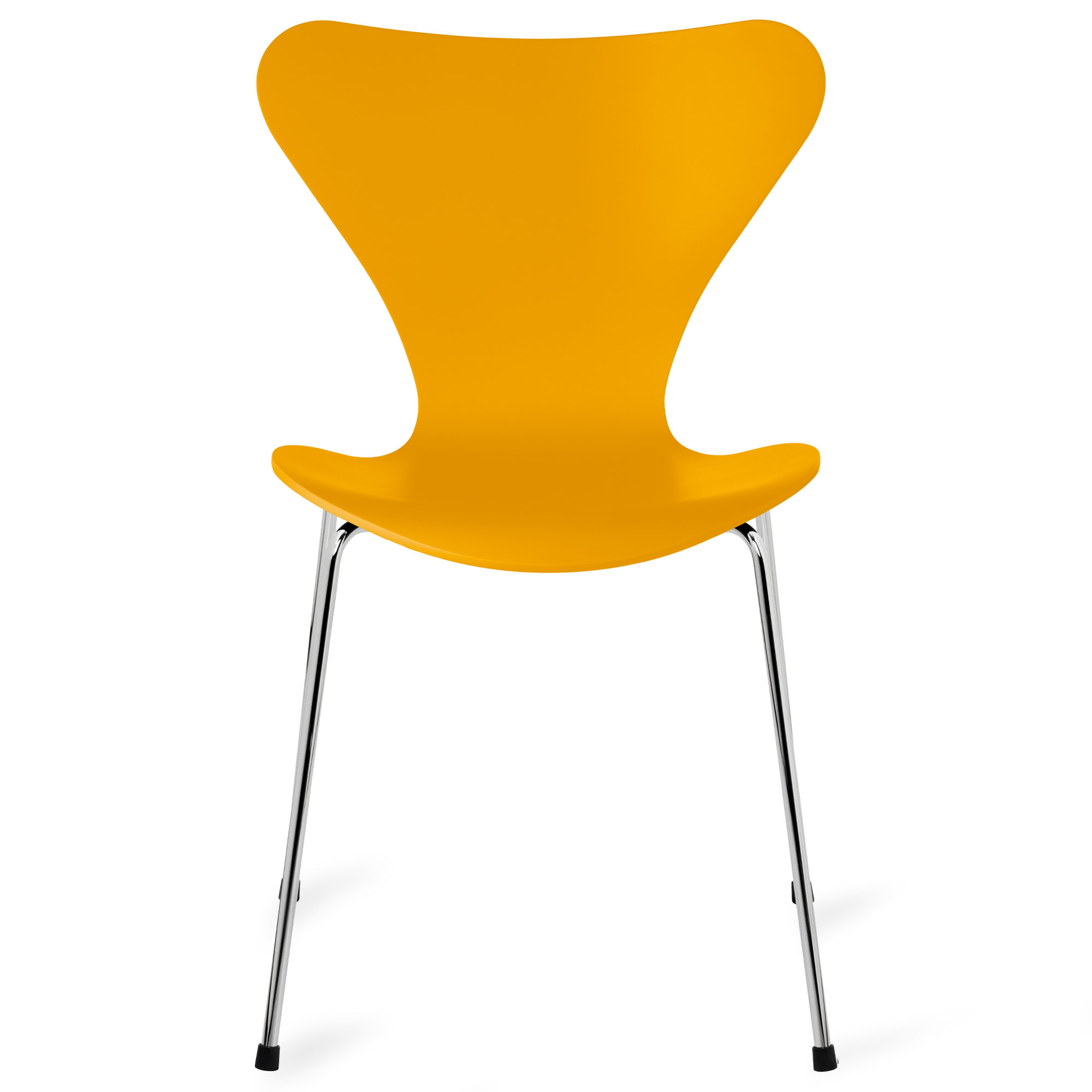 Fritz Hansen - Sjuan 3107 stol lackerad bokfanér chrome / true yellow - Matstolar - Arne Jacobsen - Gul - Metall/Trä | Möbler - Stolar Och Pallar - Matstolar | Möbelexperten