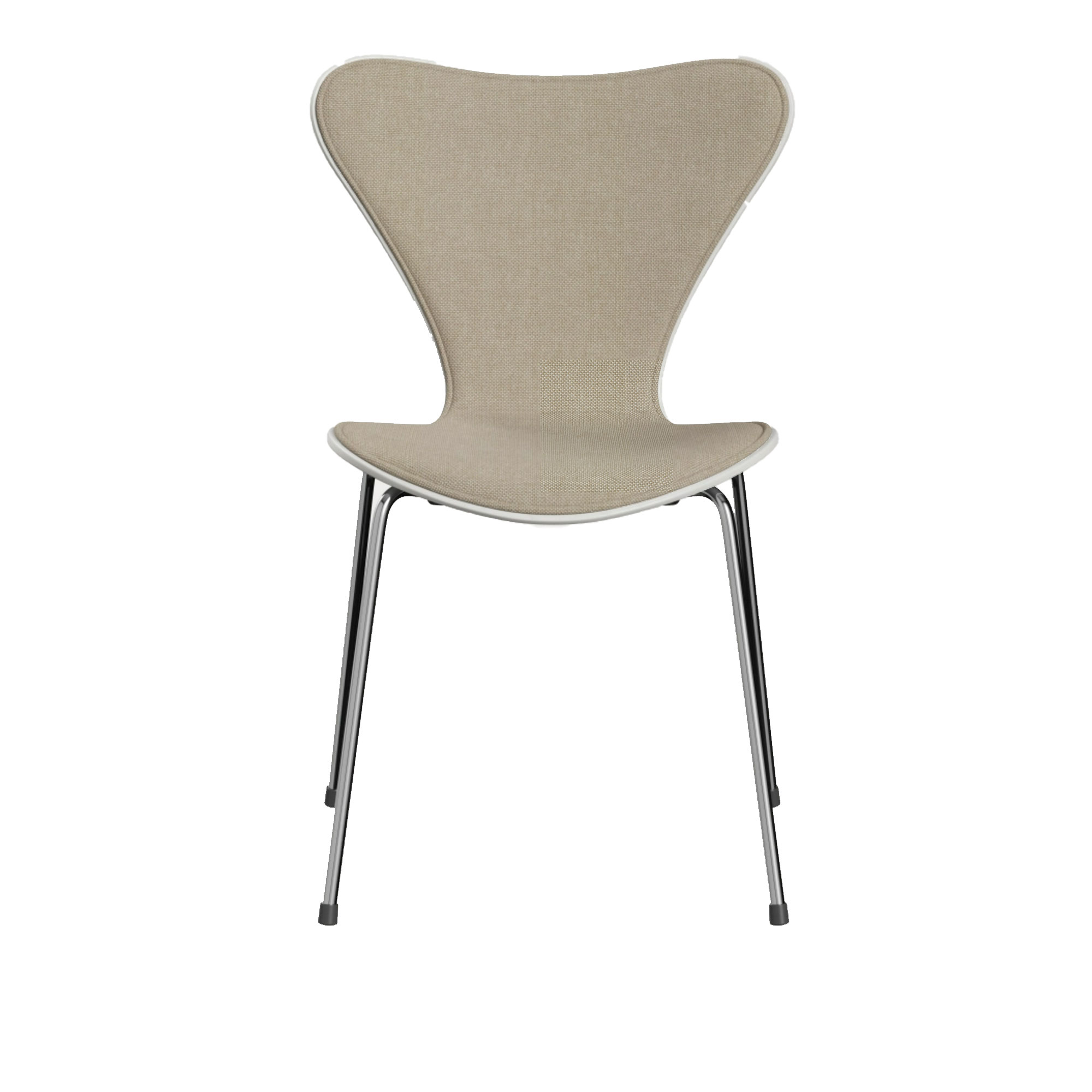 Fritz Hansen - 3107 Sjuan - Framsidesklädd, White, Tyg, Hallingdal 200 - Matstolar - designer_arne_jacobsen - Beige - Metall/Trä/Textilmaterial