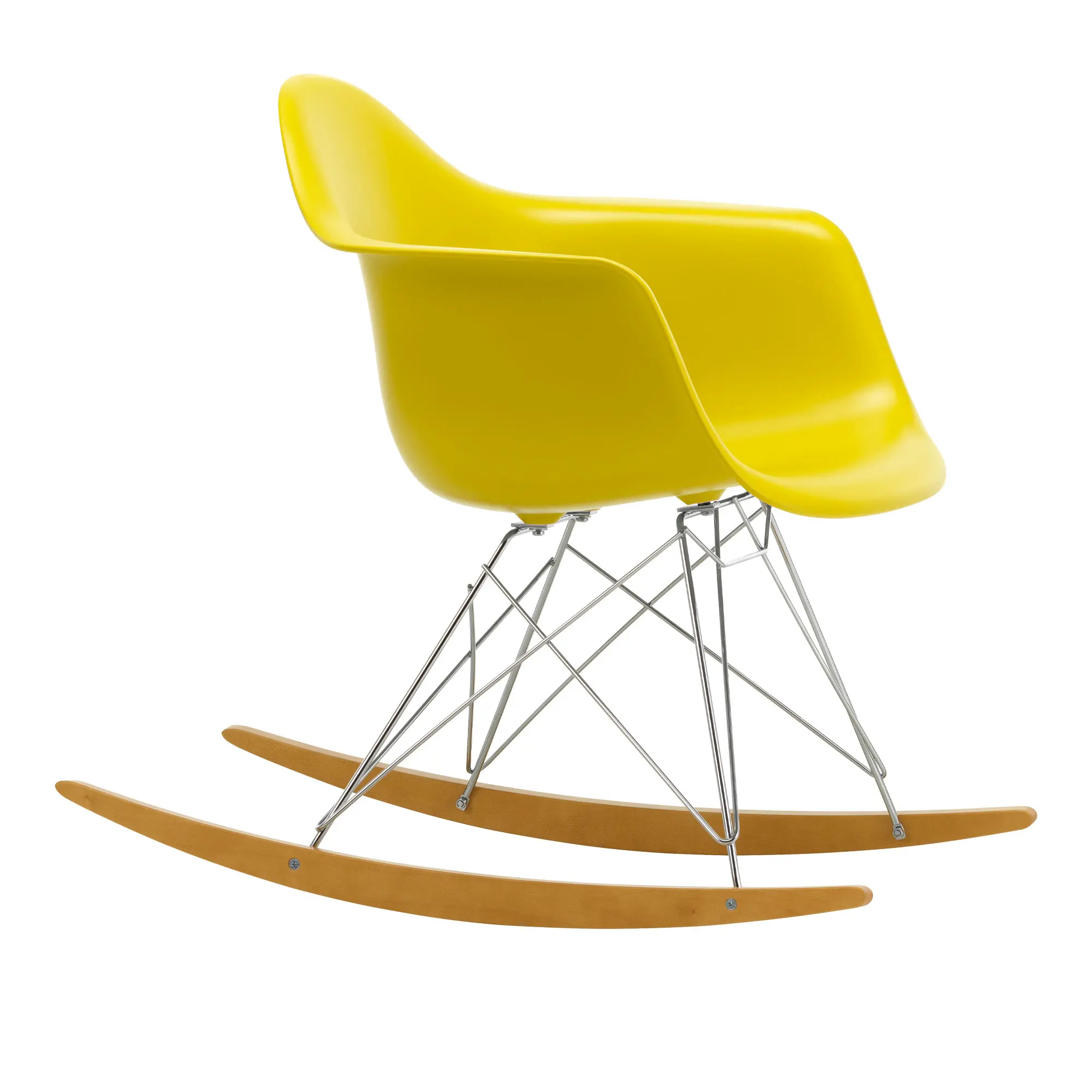Eames RE Plastic Armchair RAR gungstol Chrome/Golden Maple