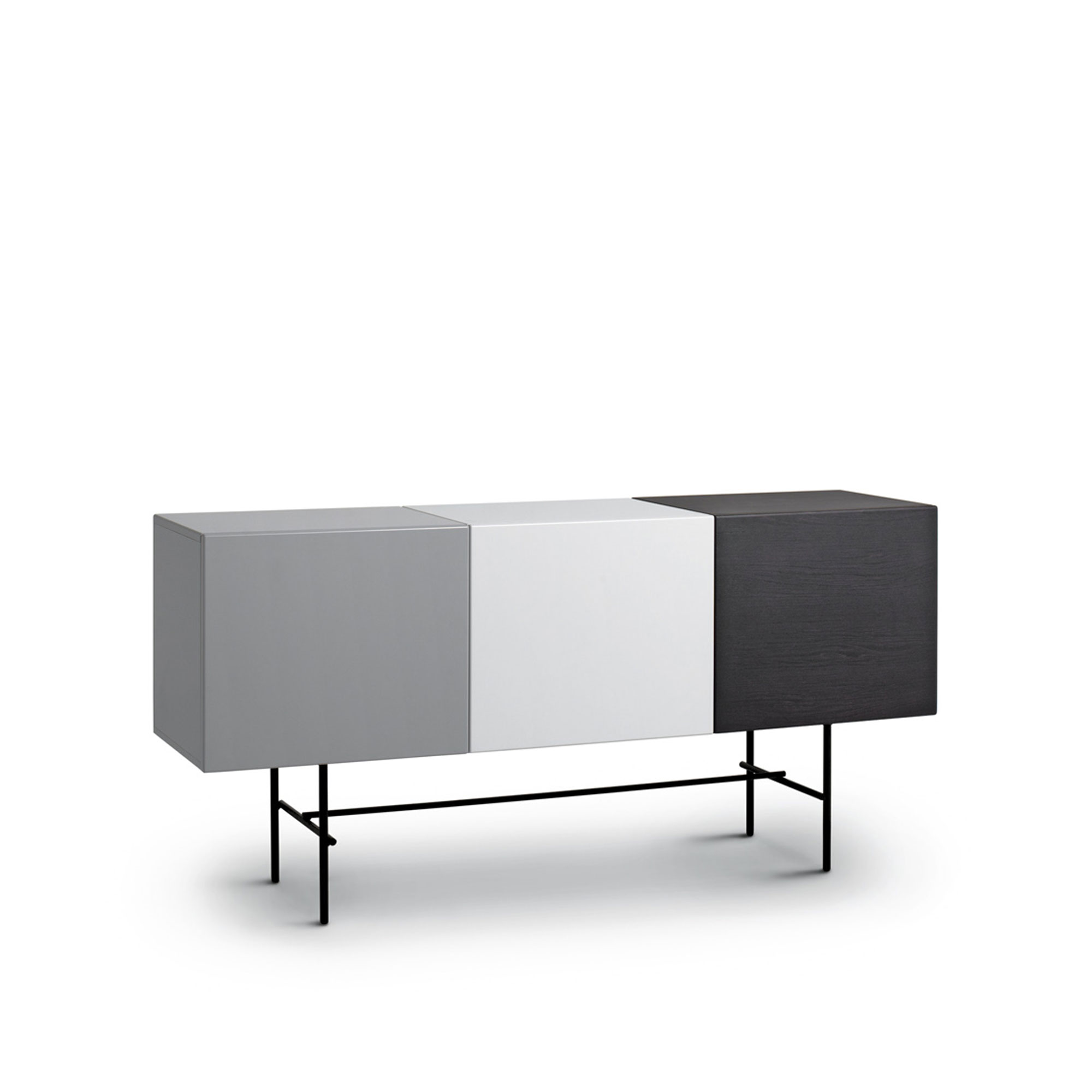 Arflex - Rubycon Cabinet w. 3 Doors, Base Black, MDF, White and Grey / Wood,Wengé - Sideboards - designer_claesson_koivisto_rune - Grå,Vit - MDF/Metall/Trä/Plast