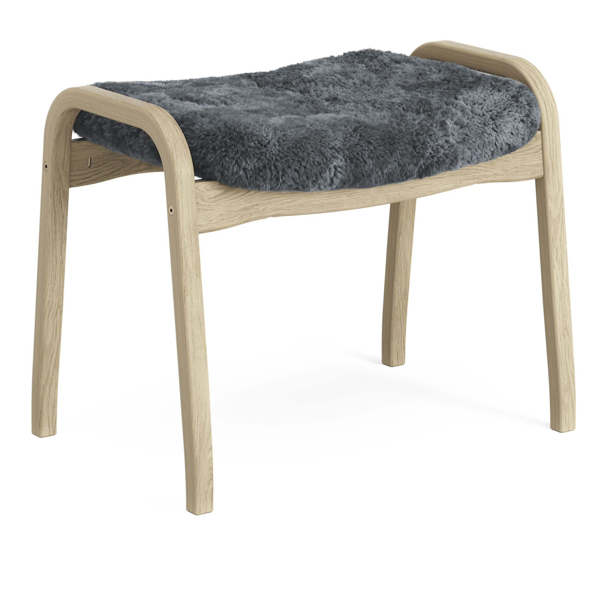 Swedese - Lamino fotpall naturlackad ek/fårskinn charcoal - Fotpallar - Yngve Ekström - Grå - Trä/Ull