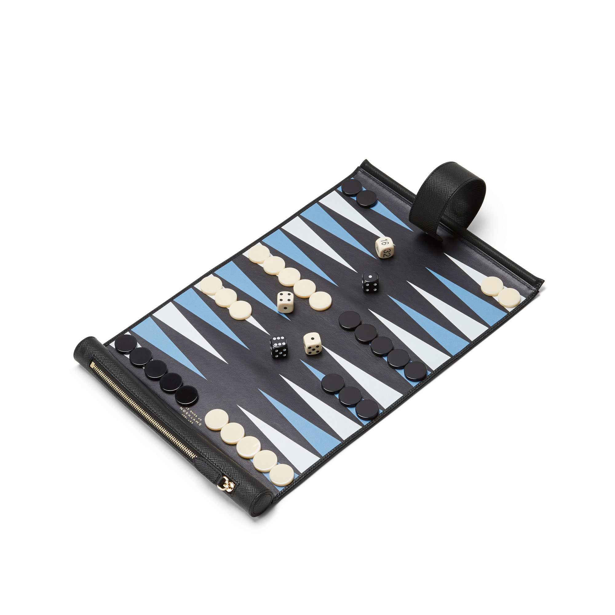 Smythson - Panama Travel Backgammon Roll - Black - Spel