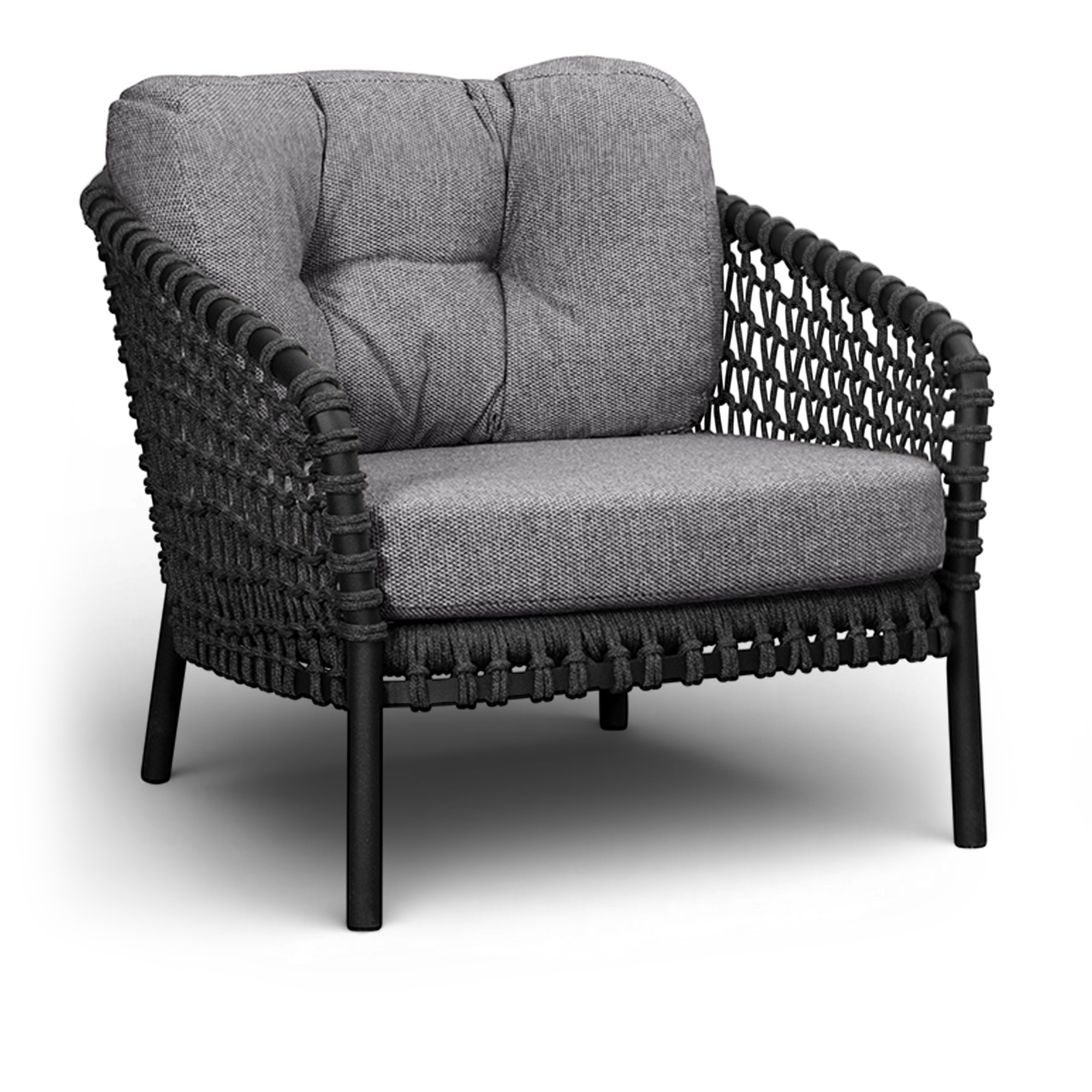 Cane-Line - Ocean Large Loungefåtölj - Dark Grey, Cane-line Soft Rope - Fåtöljer utomhus - Grå - Bomull/Metall | Utemöbler - Loungemöbler - Fåtöljer Utomhus | Möbelexperten