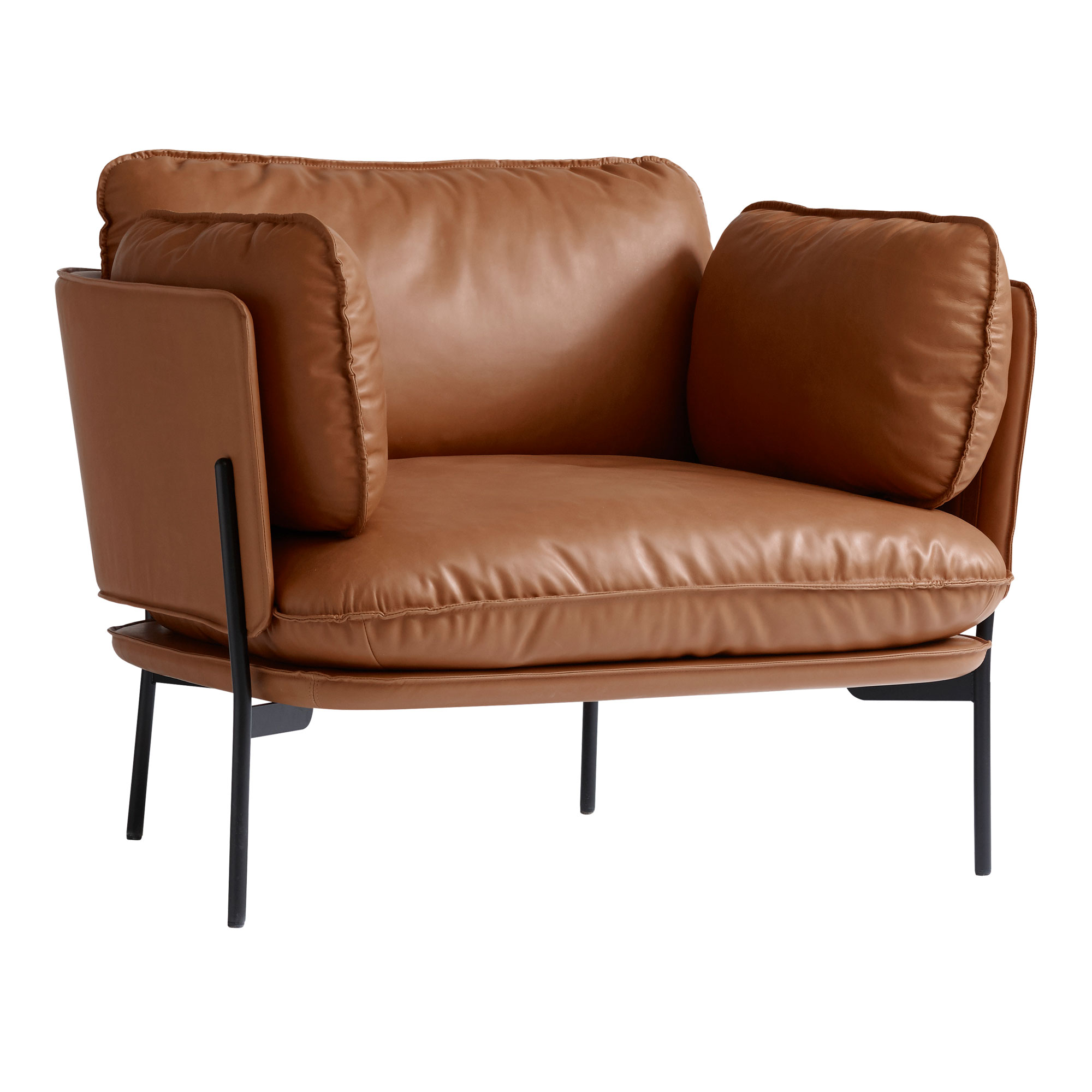 &Tradition - Cloud LN1, Warm Black Leather cat.2, Noble Cognac - Fåtöljer - Luca Nichetto - MDF/Metall