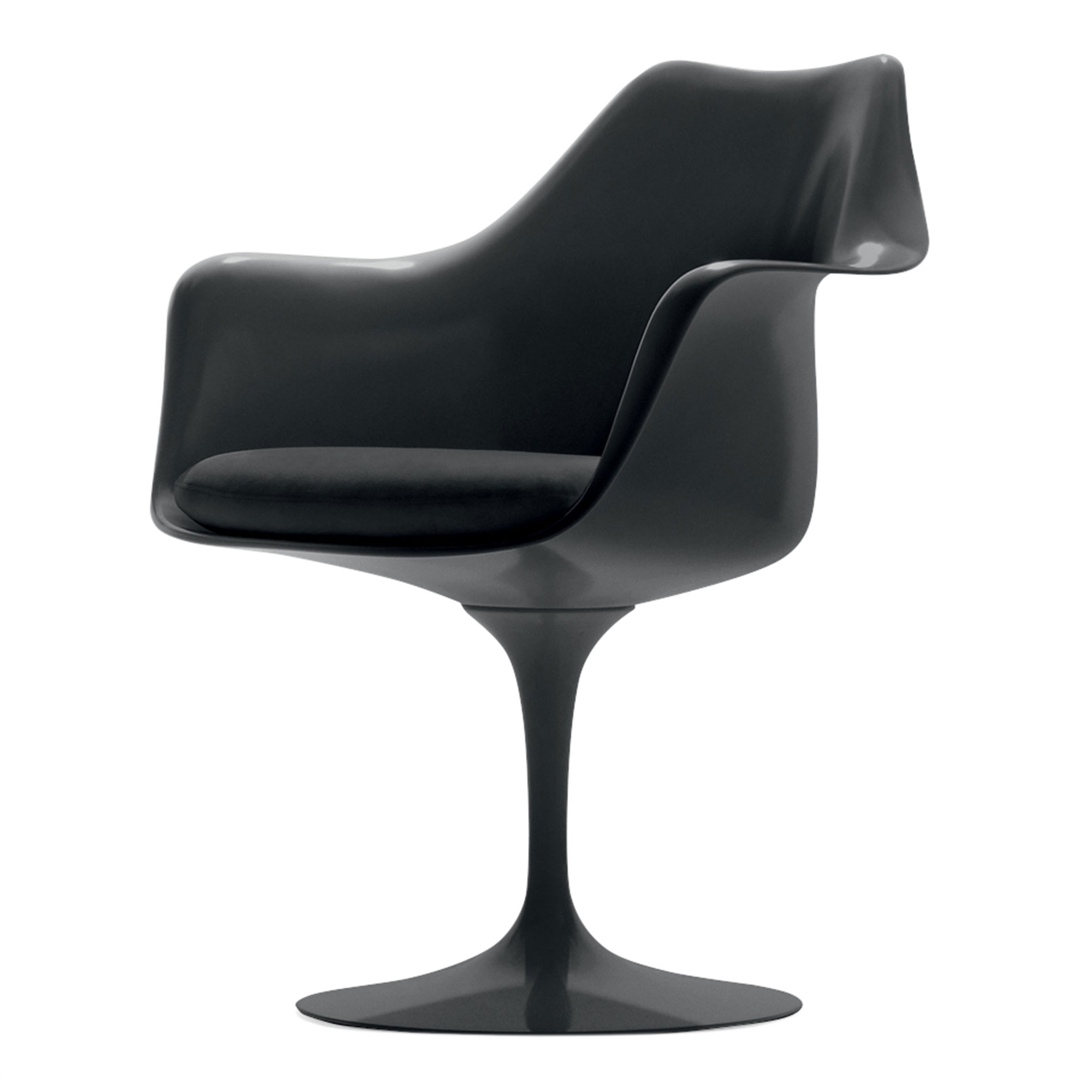 Knoll - Saarinen Tulip Chair - Karmstol, Svart bas  skal, Tyg - Kategori C - Hopsack - K120616 - Matstolar - Eero Saarinen - Svart - Metall/Textilmaterial/Syntetiskt/Skum