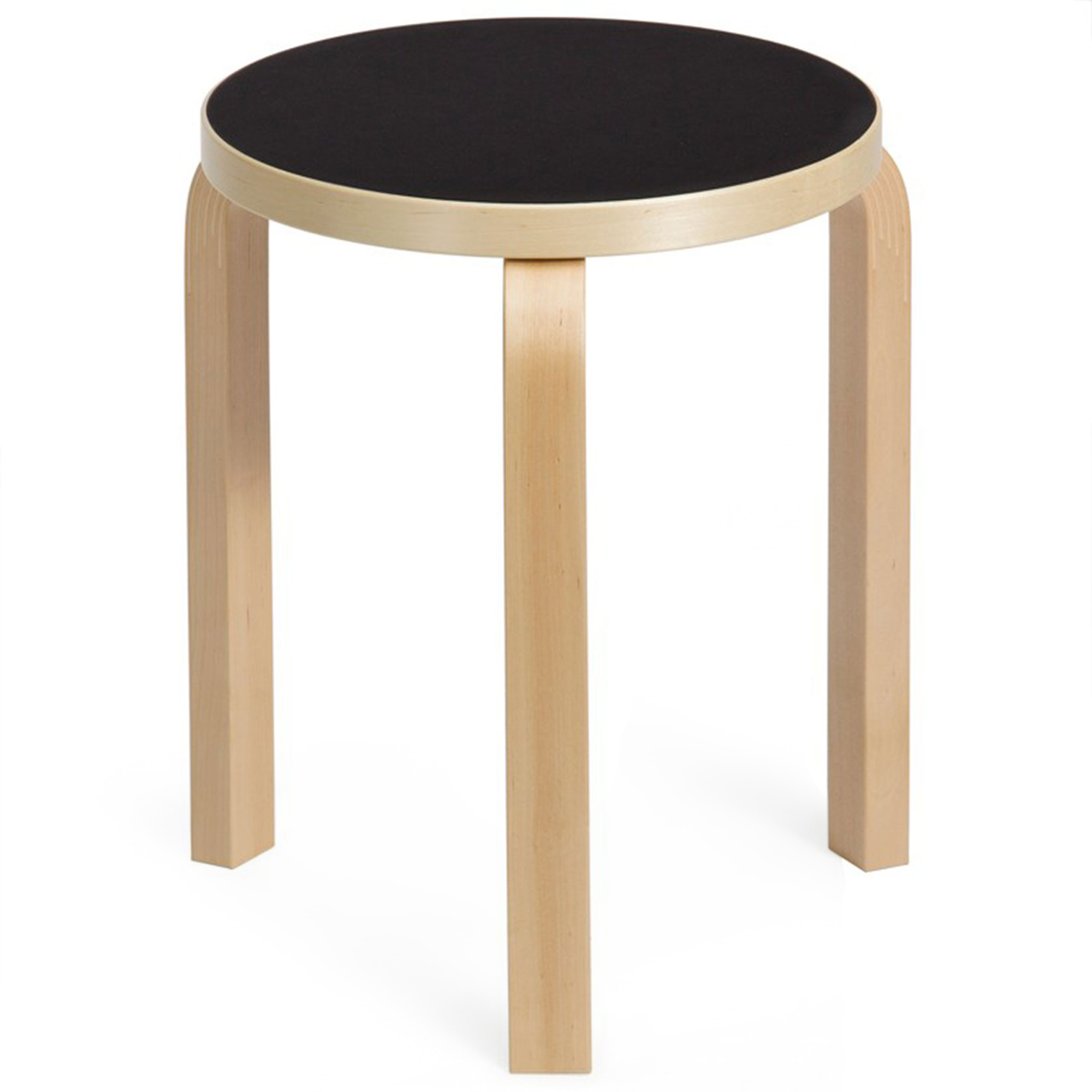 Artek - Pall 60 - Klarlackade Ben/Svart Linoleum Sits - Pallar - Alvar Aalto - Svart - Trä | Möbler - Stolar Och Pallar - Pallar | Möbelexperten