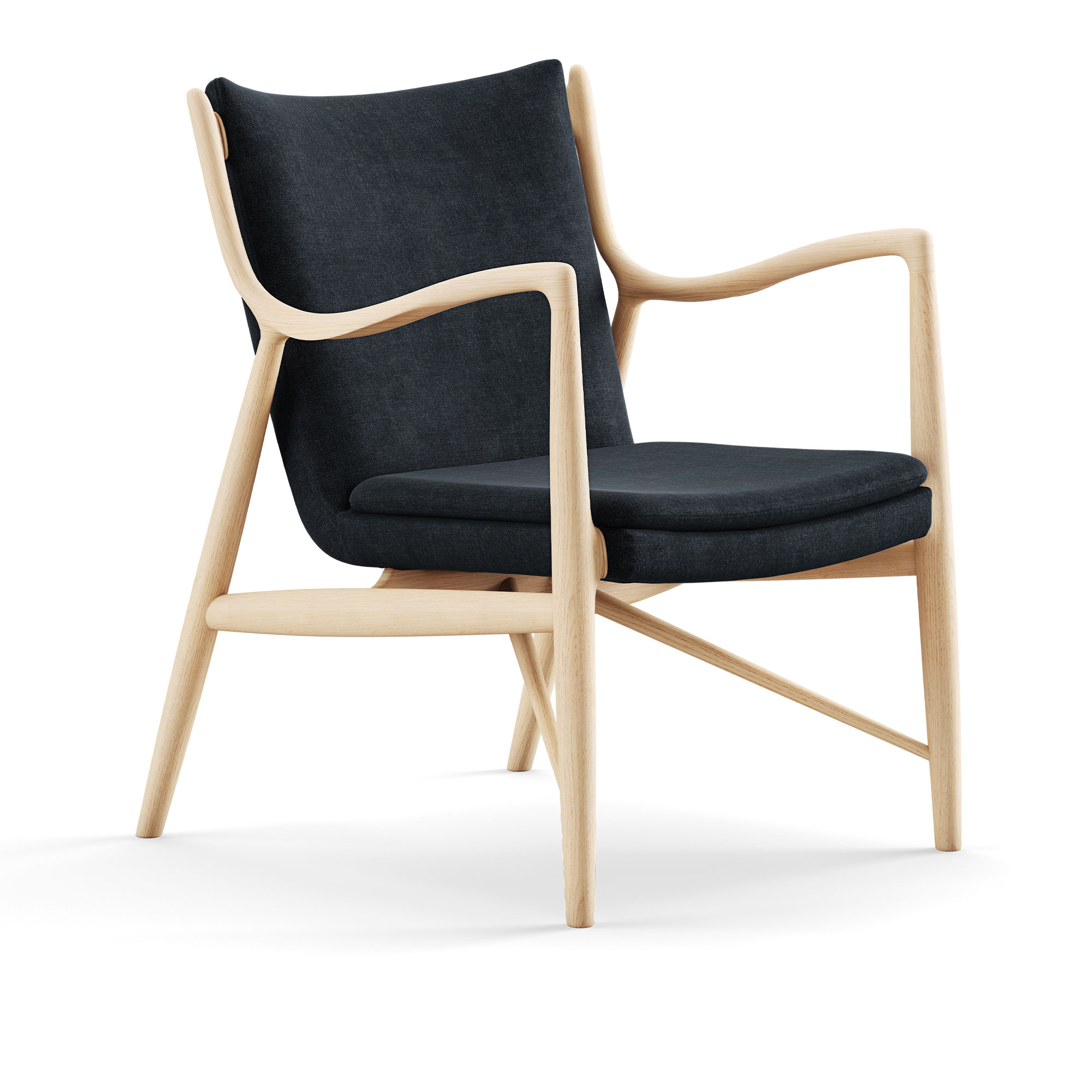 House of Finn Juhl - 45 Chair, Clear oiled oak, Cat. 1 Remix 183 - Fåtöljer - Finn Juhl - Träfärgad,Grå,Svart - Trä/Textilmaterial