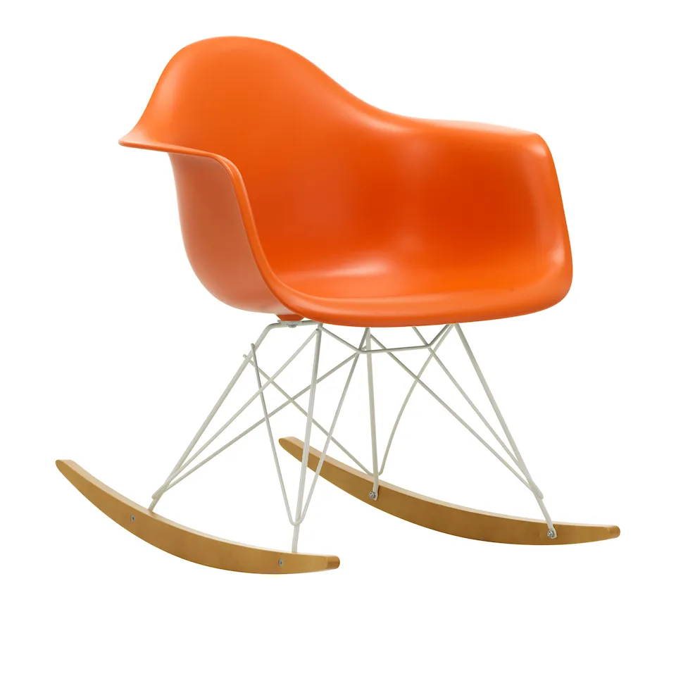Eames RE Plastic Armchair RAR gungstol White/Golden Maple