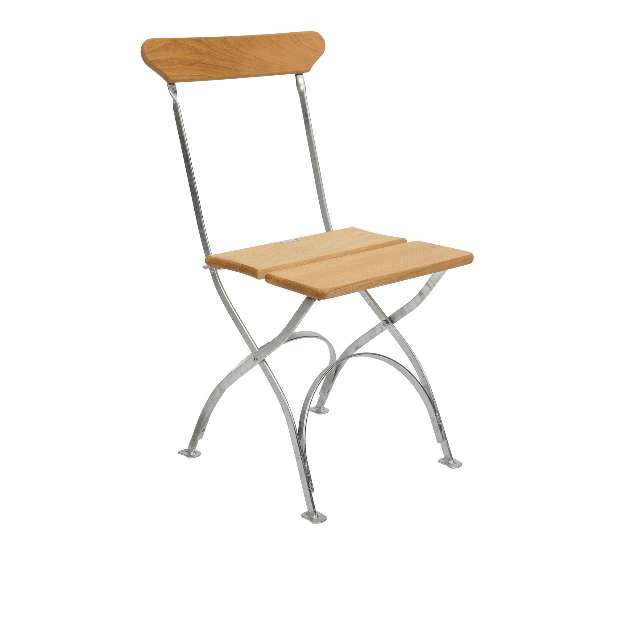 Grythyttan Stålmöbler - Bryggeristol Oljad ek / Varmförzinkat stativ - Matstolar utomhus - Träfärgad - Metall/Trä | Utemöbler - Utestolar - Matstolar Utomhus | Möbelexperten