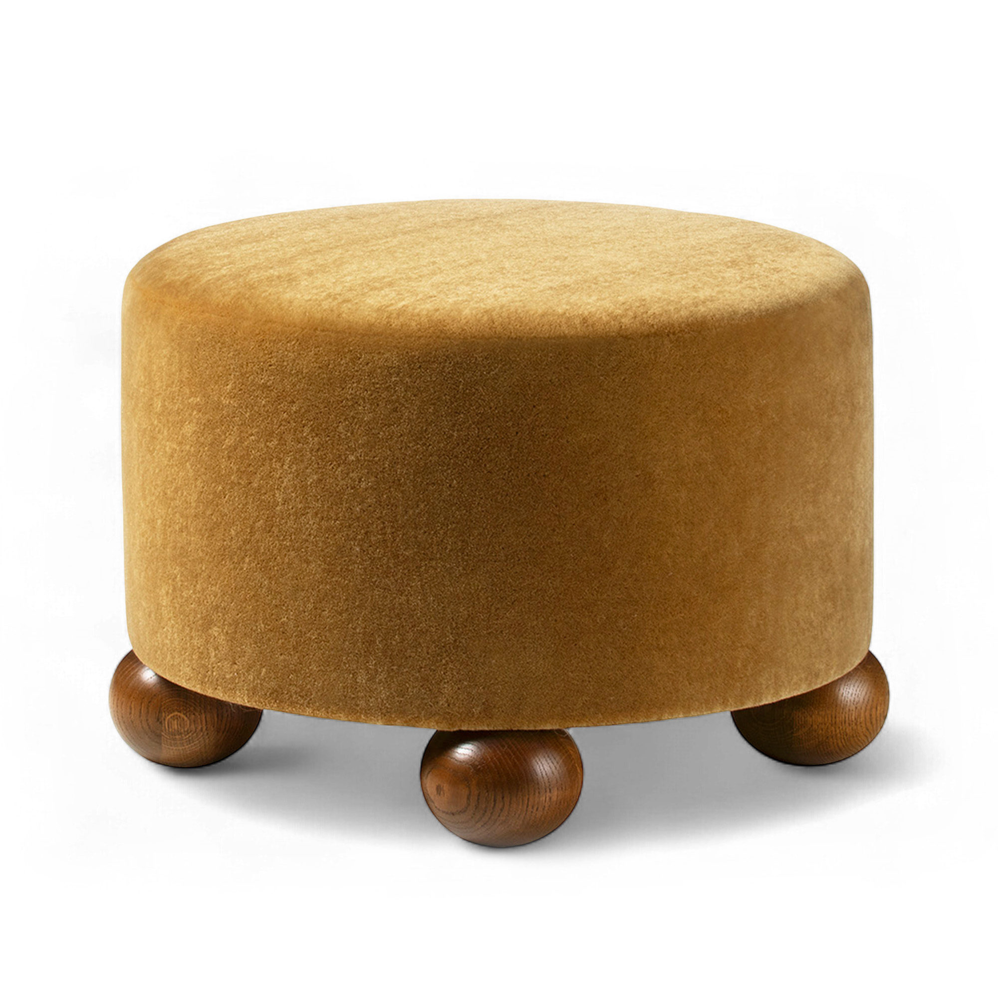 dagmar - luupo ottoman teddy mohair moutarde fumed oak h 40 cm - fotpallar - träfärgad - trä/textilmaterial