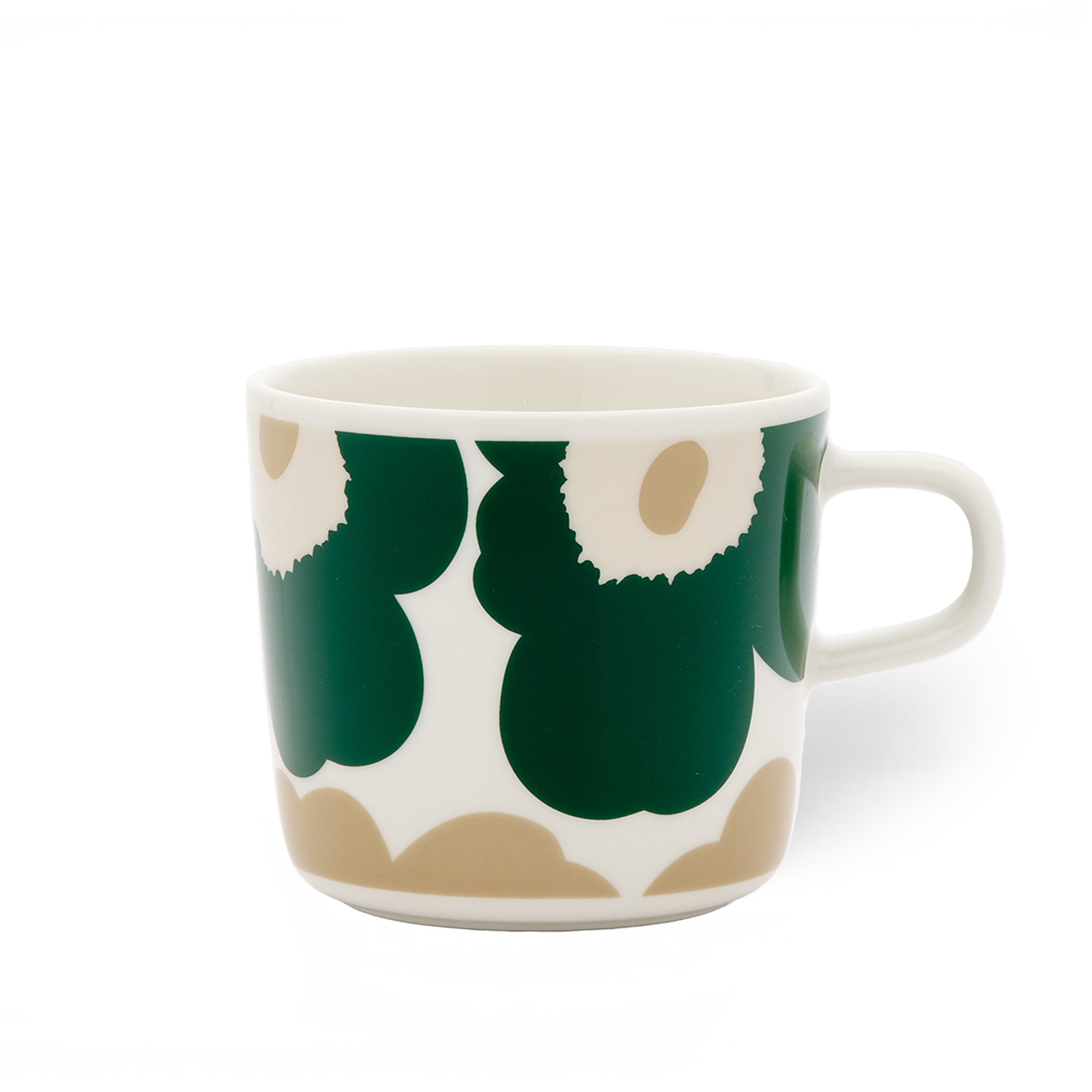Marimekko - Unikko Coffee Cup 2dl White, Beige, Sand, Dark Green - Kaffekoppar