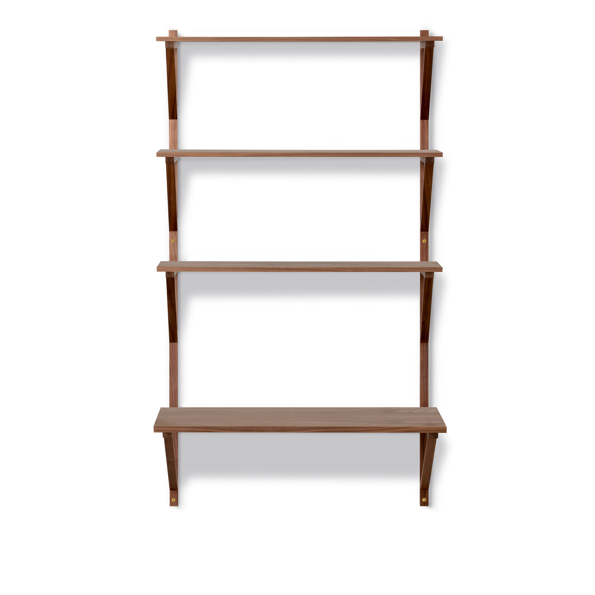 Fredericia Furniture - BM29 Shelf - 1 compartment - 3 shelves and desk shelf - DxWxH: 43x78x134 cm - Walnut lacquer - Vägghyllor - Børge Mogensen - Träfärgad - Trä