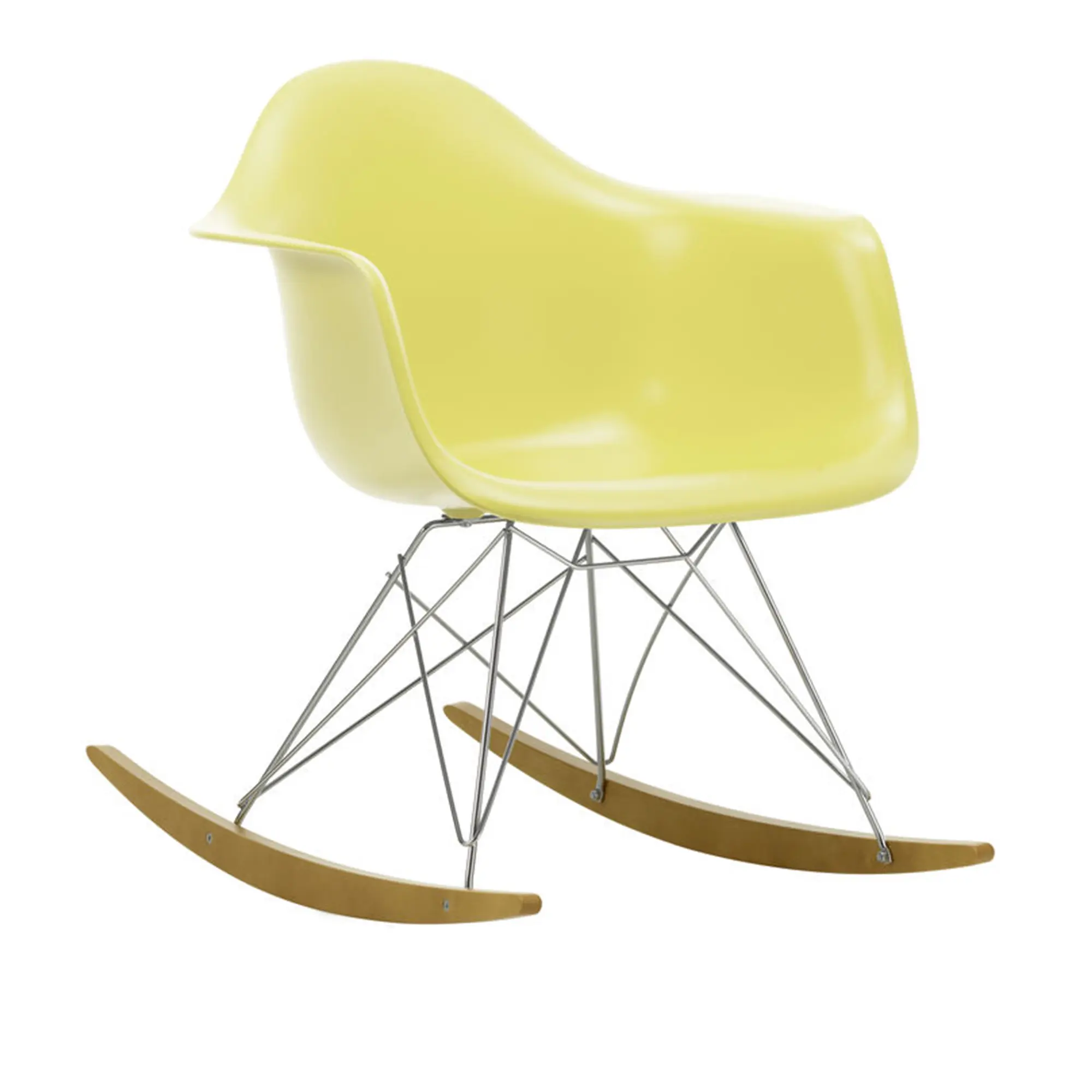 Eames RE Plastic Armchair RAR gungstol Chrome/Golden Maple