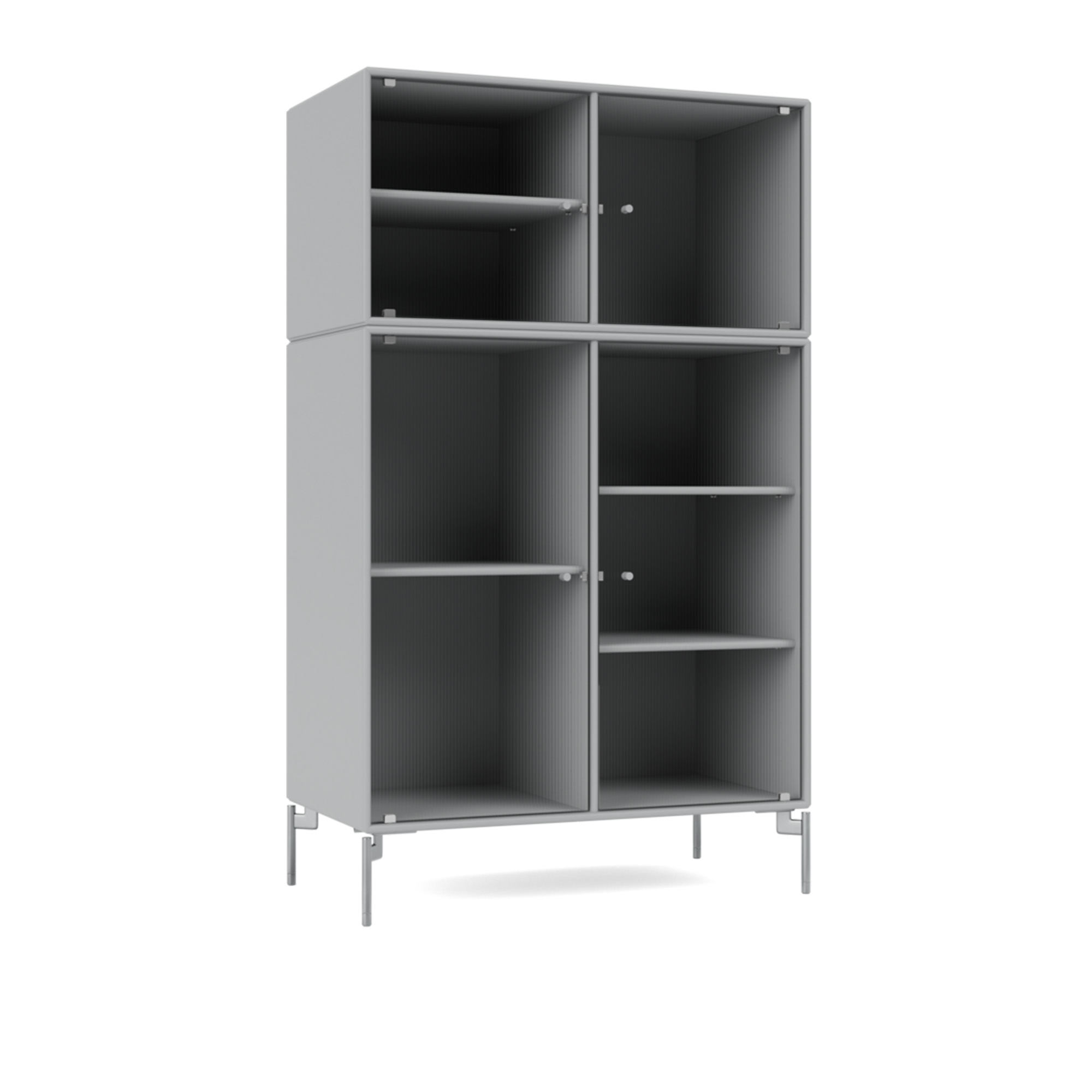 montana - ripple iii – vitrine cabinet 02-fjord matt chrome - skåp och vitrinskåp - peter j. lassen - blå - trä