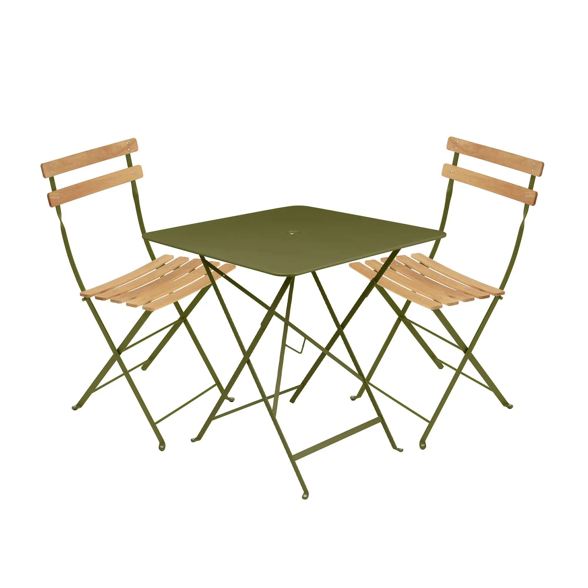 Bistro matgrupp bord 71cm & 2 trä stolar