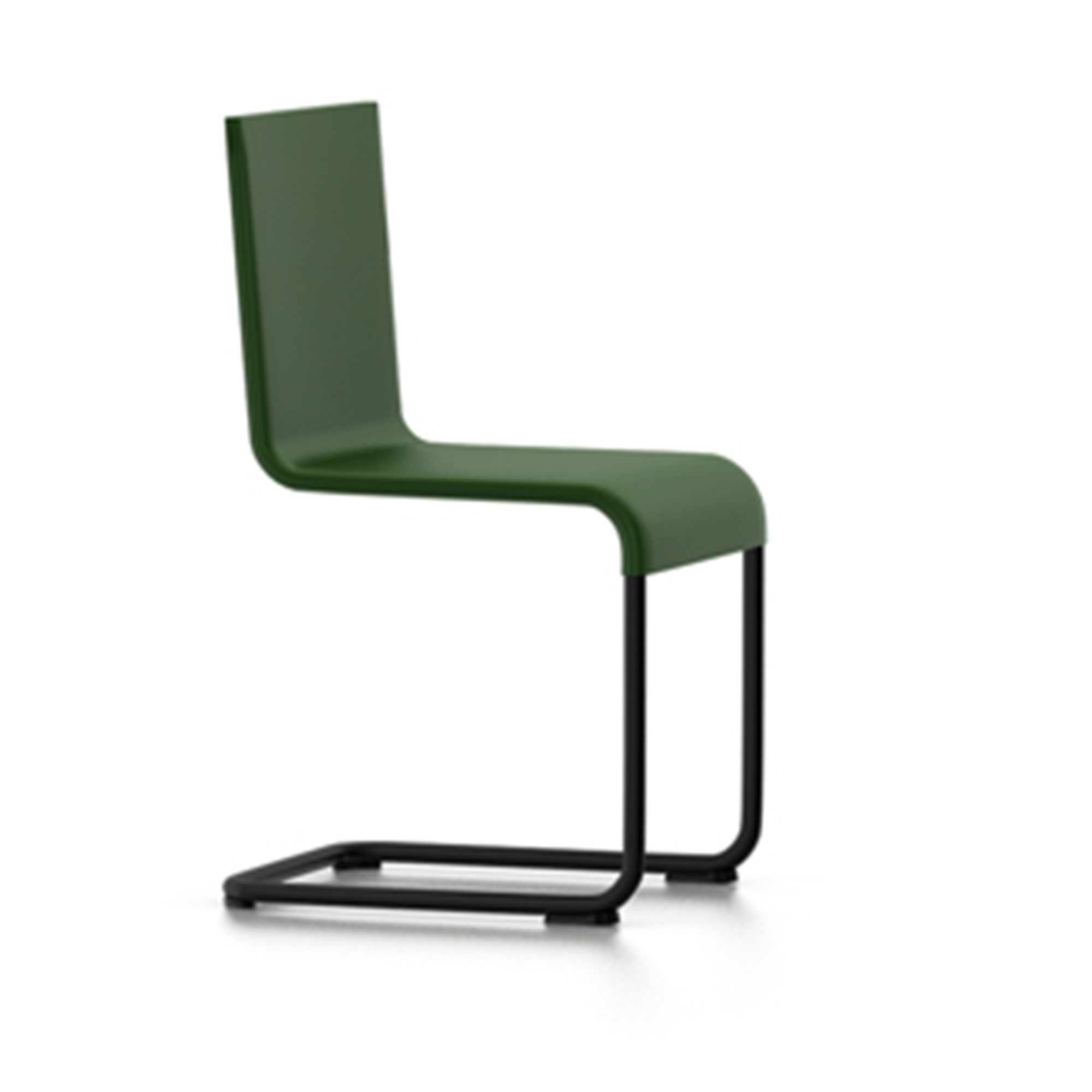 Vitra - .05 Chair, Stacking, Dark Green Shell, Powder-coated Black Base, Felt Glides for Hard Floor - Matstolar utomhus - Maarten Van Severen - Grön - Metall/Skum