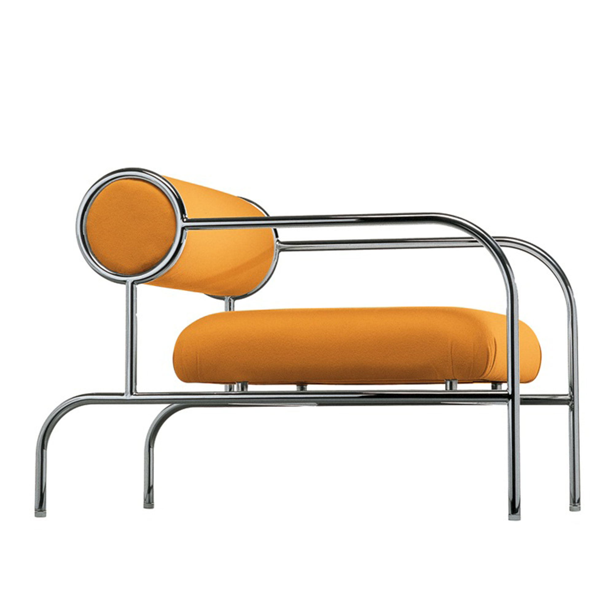 Cappellini - Sofa With Arms Armchair, Chromed Metal Structure, Fixed Cover Leather Cat. G2, Pelle soft 2040, Seat in Poplar Plywood, White Plastic Feet - Fåtöljer - Shiro Kuramata - Grön - MDF/Läder/Metall