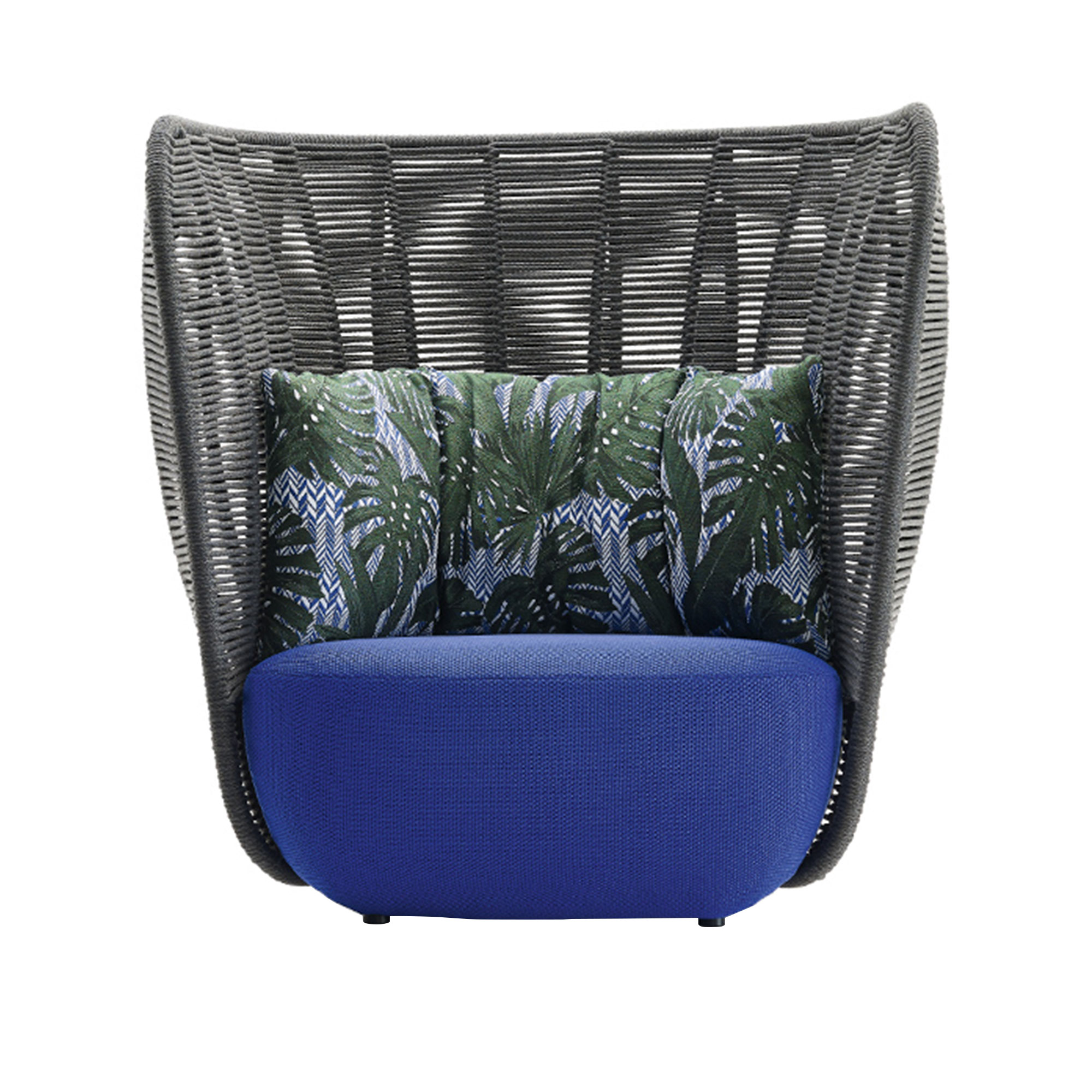 B&B Italia - Bay Outdoor Armchair BY123A, Tortora Polypropylene Interlacing, Back Cushion, Fabric Outdoor 02, Super Scirocco 153 - Utomhusfåtöljer - Doshi Levien - Metall/Syntetiskt