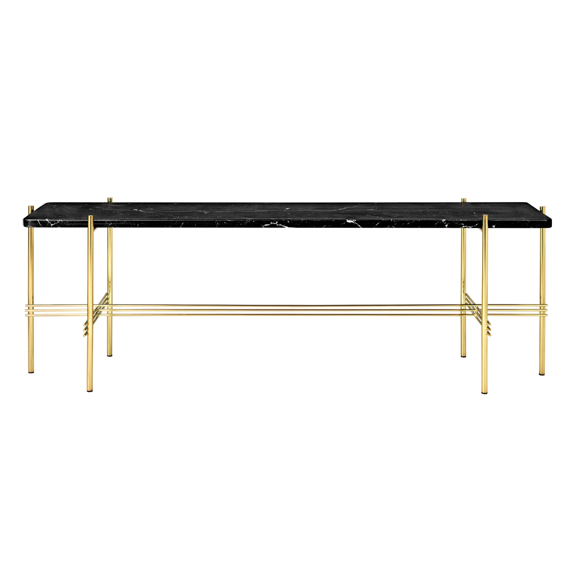 Gubi - TS Console - 1 hyllplan, Ben: Mässing, Skiva: Nero Marquina - Konsolbord - GamFratesi - Svart - Metall/Sten