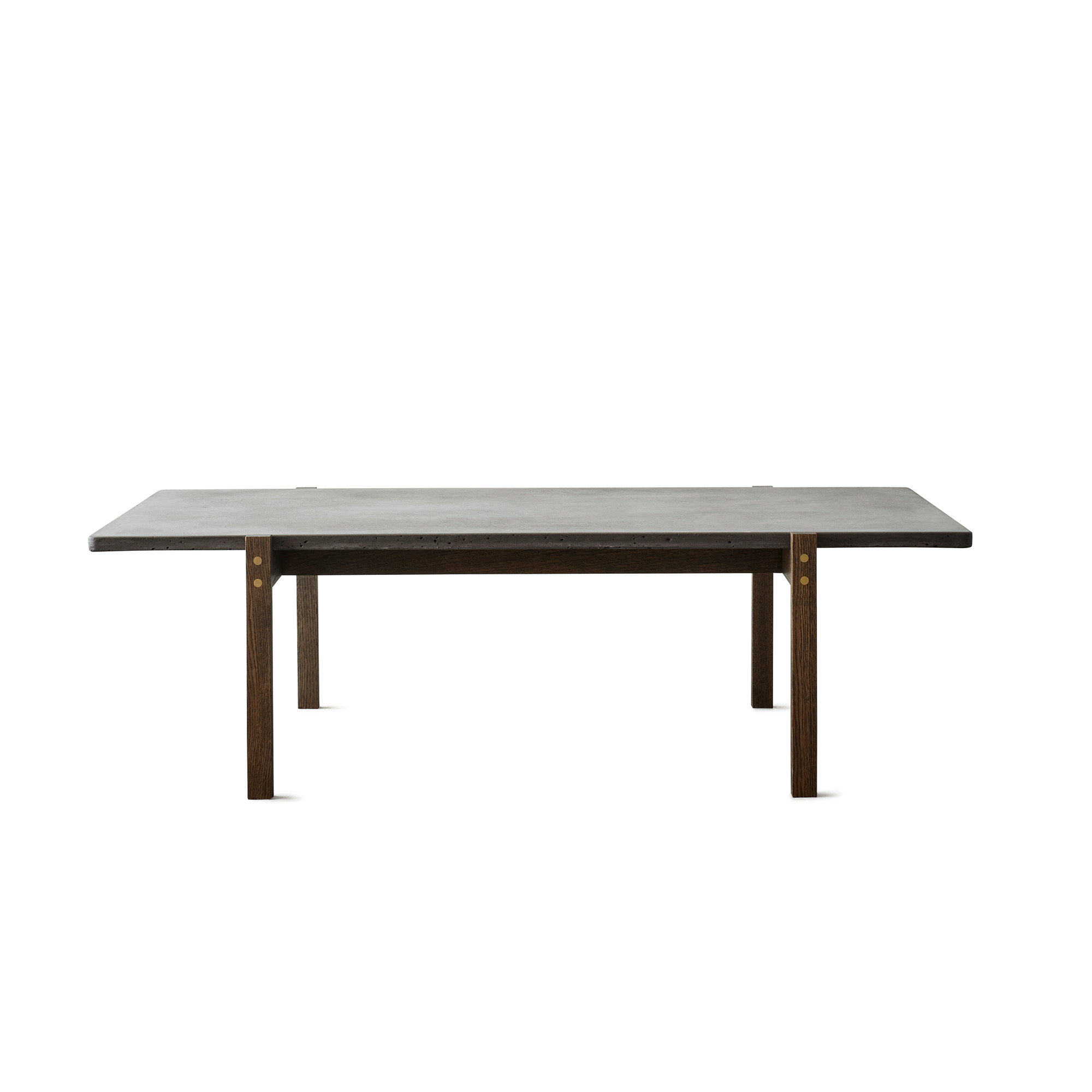 eberhart furniture - eugene coffee table / concrete dark / oak dark / brass - soffbord - brun,grå - trä/sten