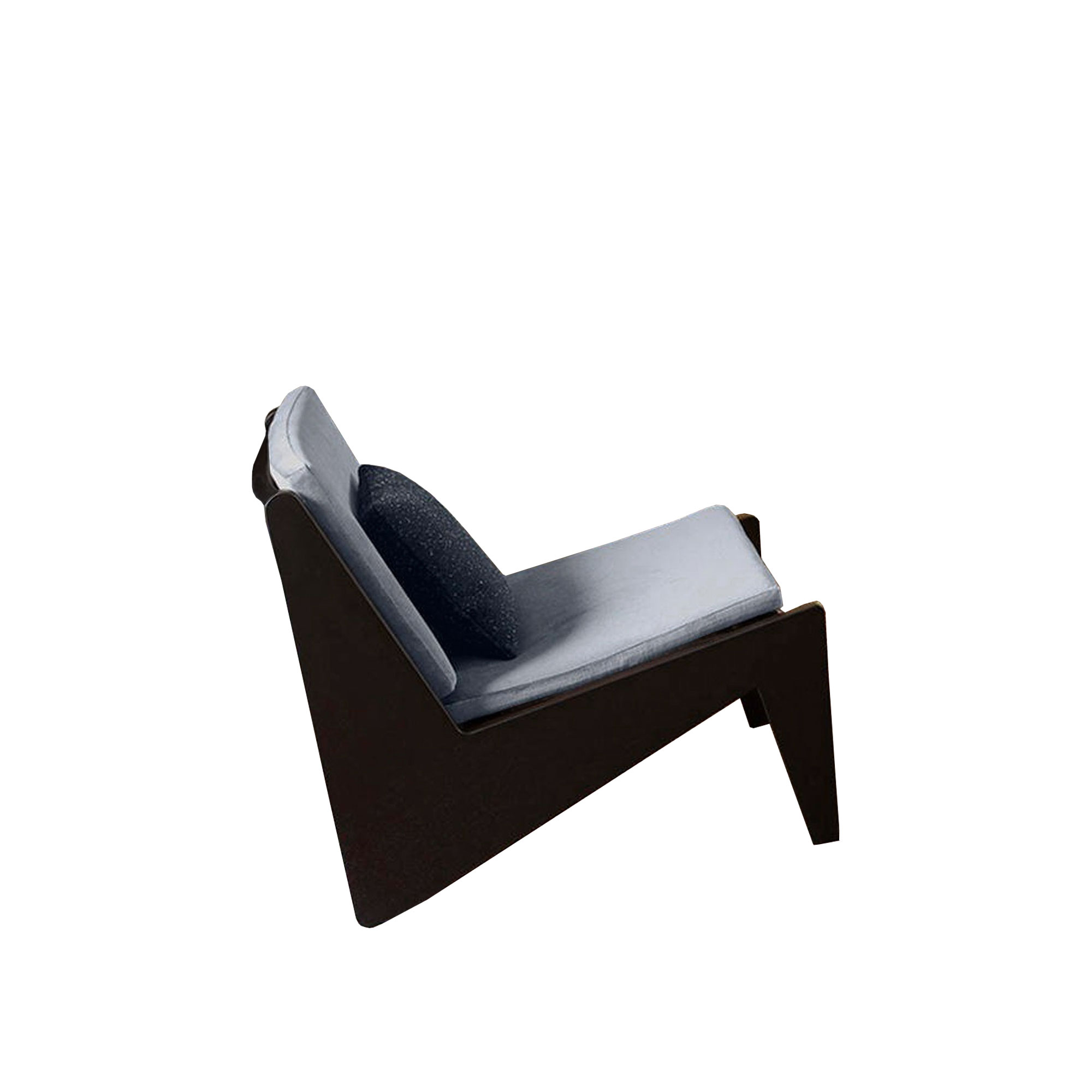 Cassina - 058 Kangaroo, Oak Stained Black, Seat Cushion Kat.F Tensing 13F438 Arancione - Fåtöljer - designer_pierre_jeanneret - Träfärgad - Trä/Textilmaterial