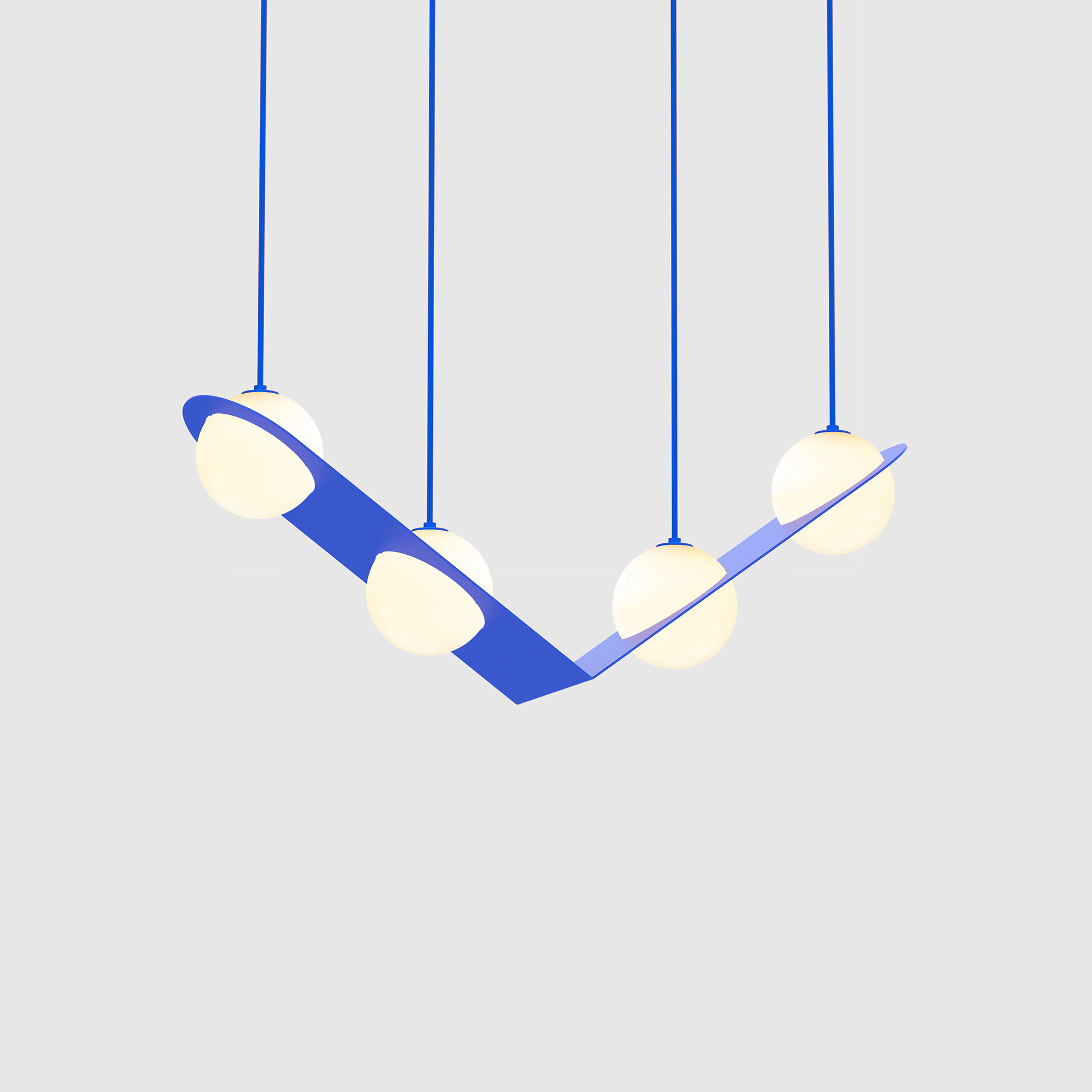 Lambert & Fils - Laurent 02, Parallel, Blue frame, Blue wires, Black canopy - Pendellampor - Blå