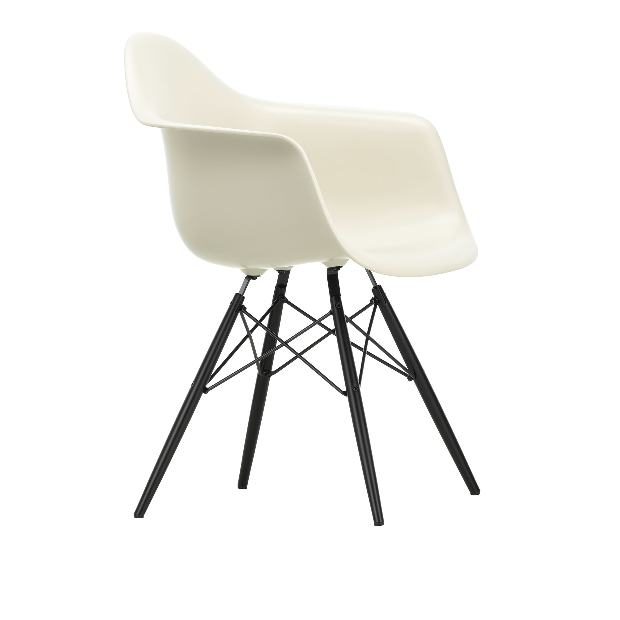 Vitra - Eames Plastic Armchair DAW - 11 Pebble - Black Maple - Matstolar - Charles & Ray Eames - Vit - Metall/Trä/Plast