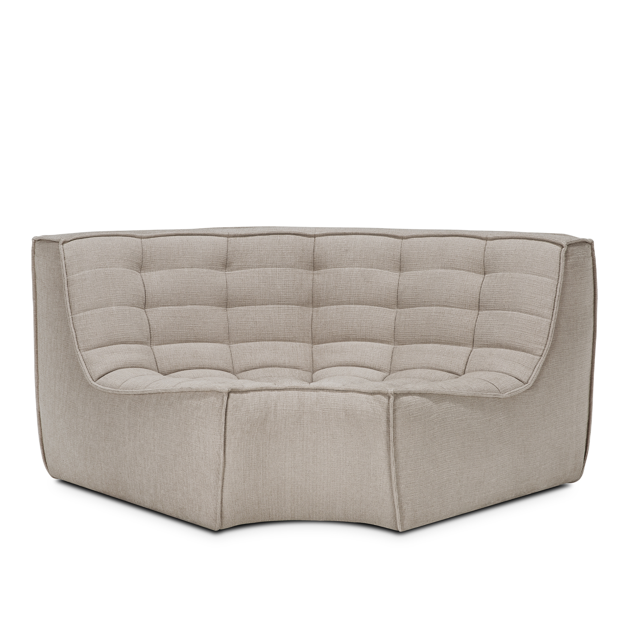Ethnicraft - N701 Sofa - Ecru Eco Fabric - 60° Round Corner - Soffor - Jacques Deneef - Träfärgad - Textilmaterial