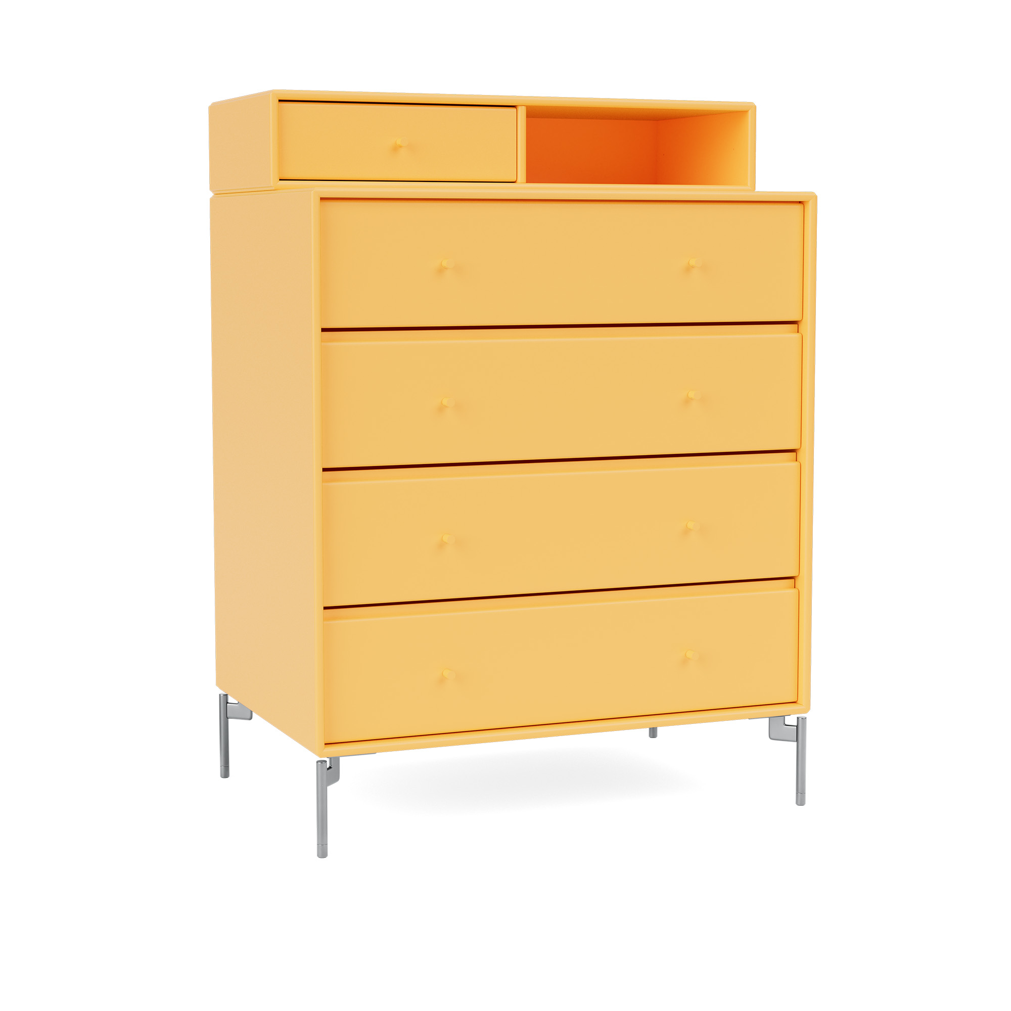 Montana - Keep Chest Of Drawers 166-Acacia Matt Chrome - Byråer - Peter J. Lassen - Gul - Trä | Möbler - Förvaring Och Hyllor - Byråer | Möbelexperten