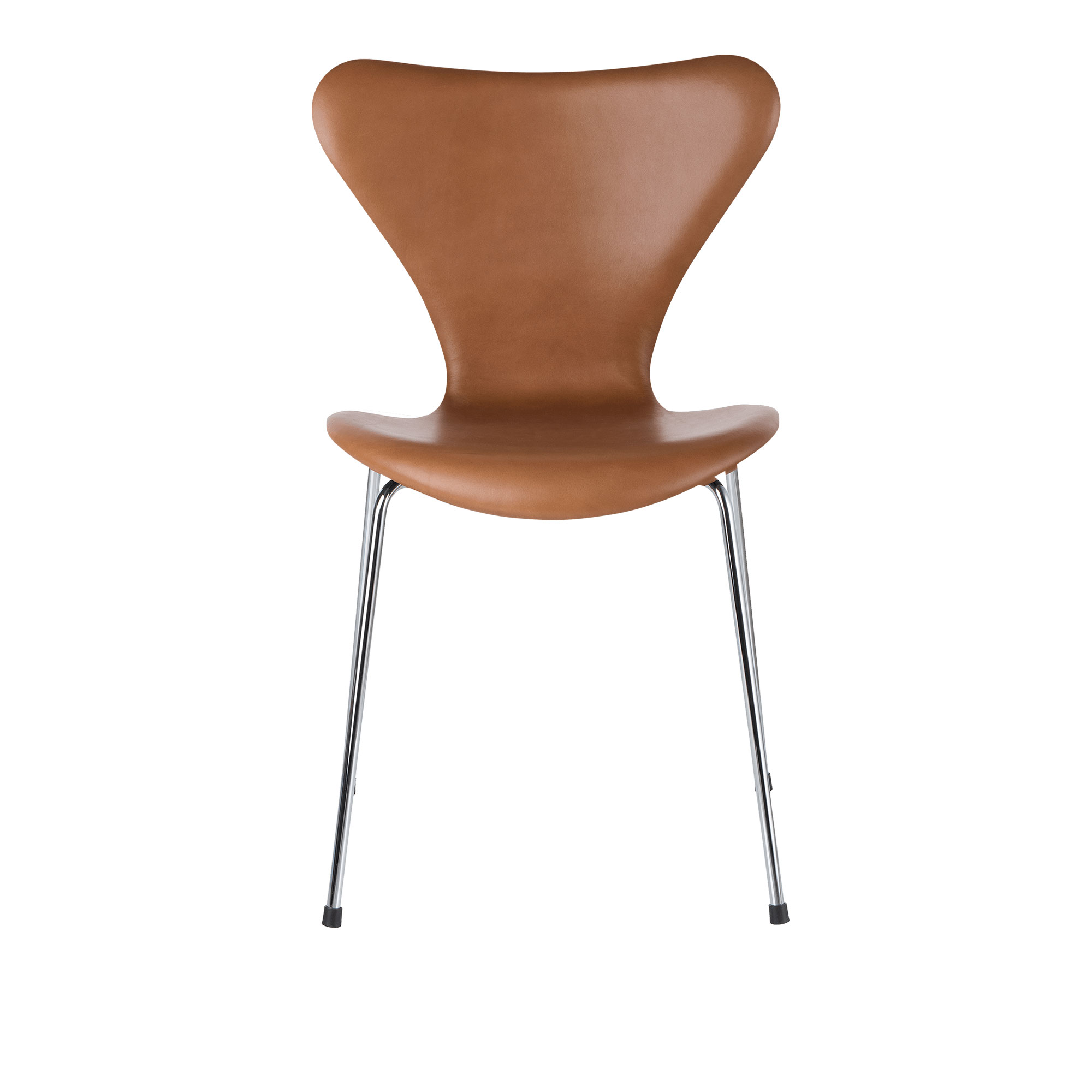Fritz Hansen - 3107 Sjuan - Helklädd Läder Wild Walnut - Matstolar - designer_arne_jacobsen - Brun - Metall/Trä