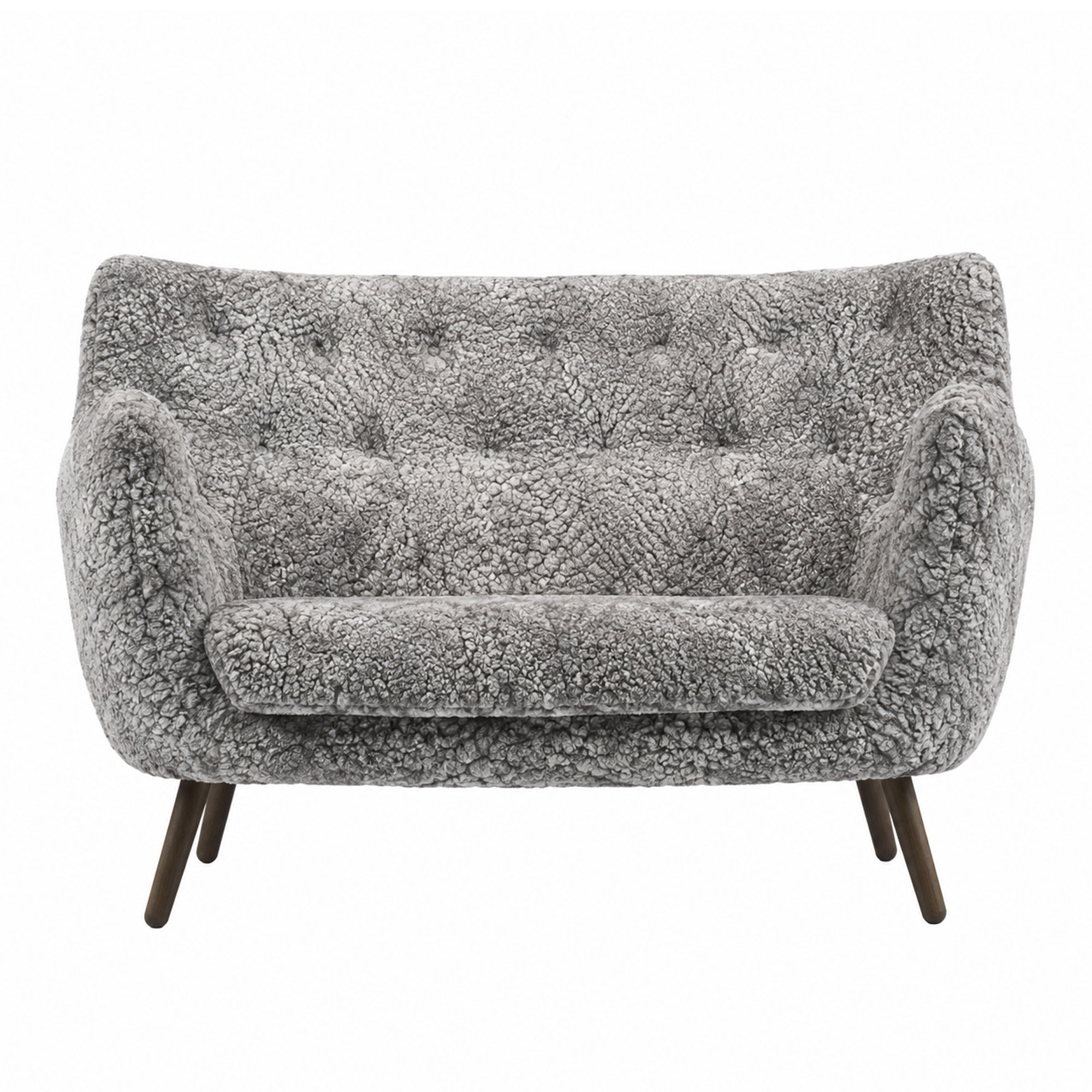 House of Finn Juhl - Poet Sofa, Walnut, Skandilock Sheepskin 22 Scandinavian Grey - Soffor - Finn Juhl - Gr&aring;
