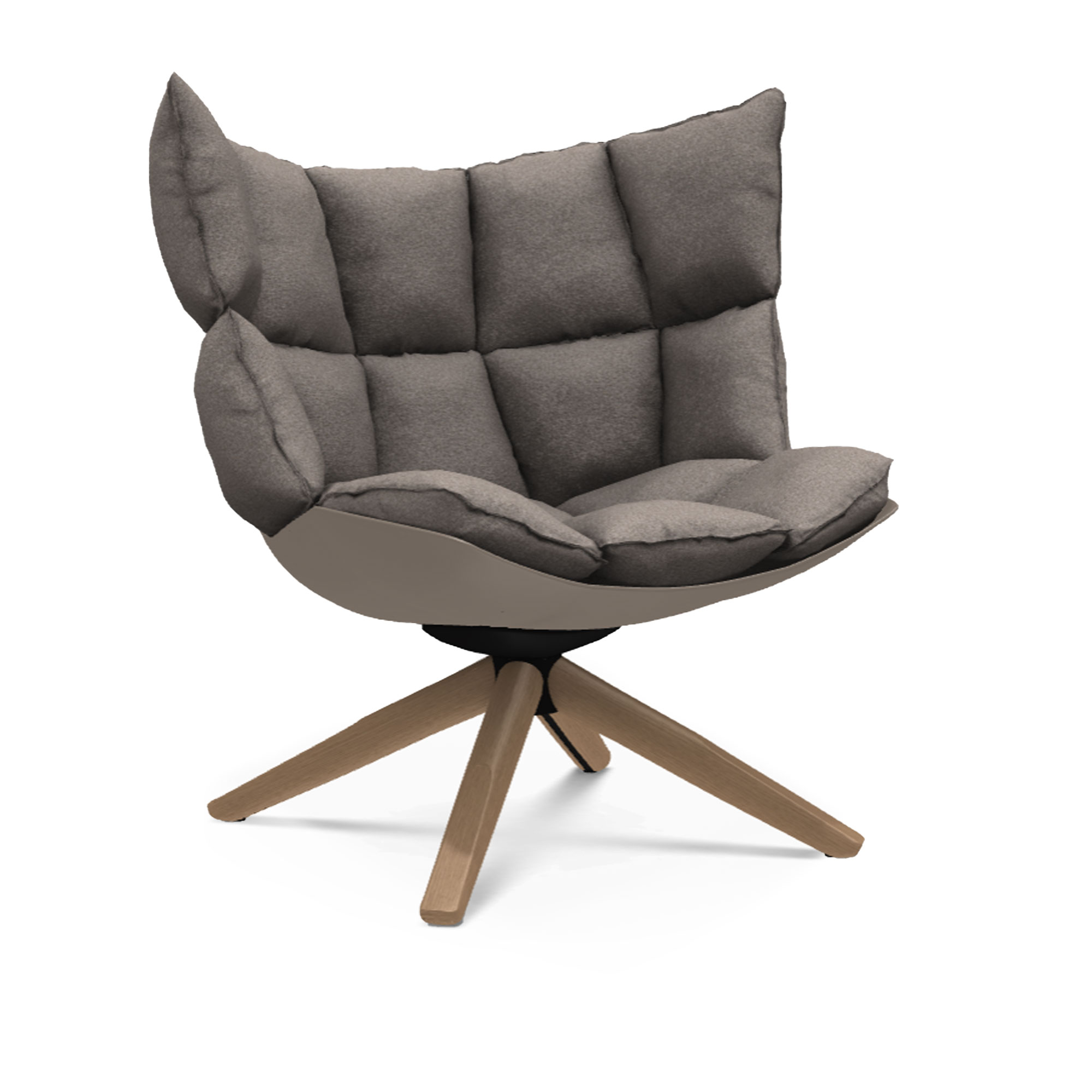 B&B Italia - Husk H2G Cat. Lusso Lodi 257 Tortora shell, brushed light oak - Snurrfåtöljer - Patricia Urquiola - Grå - Trä/Textilmaterial/Syntetiskt