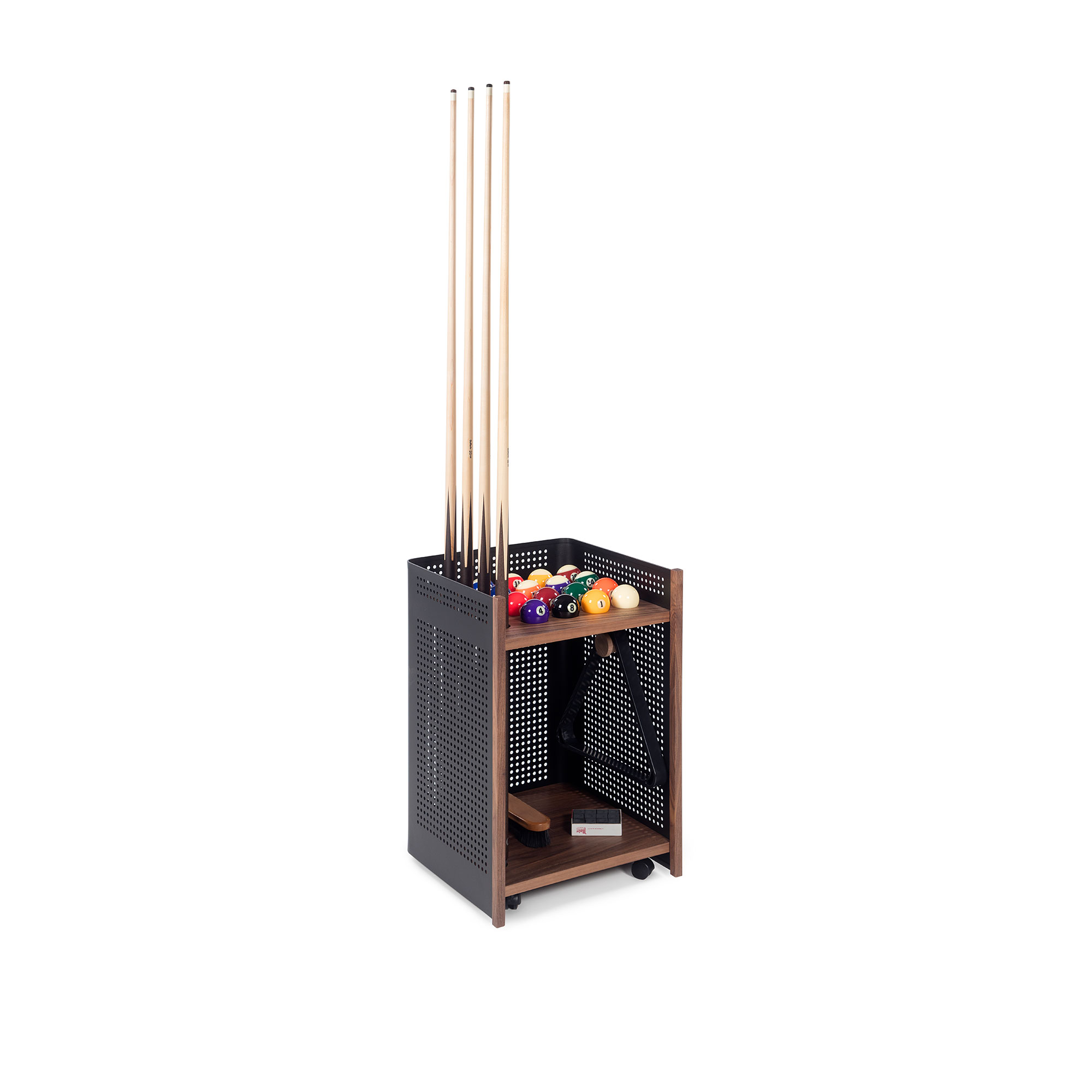 RS Barcelona - Mou Indoor Floor Cue Rack, Black, Walnut tray - Spel - Yonoh