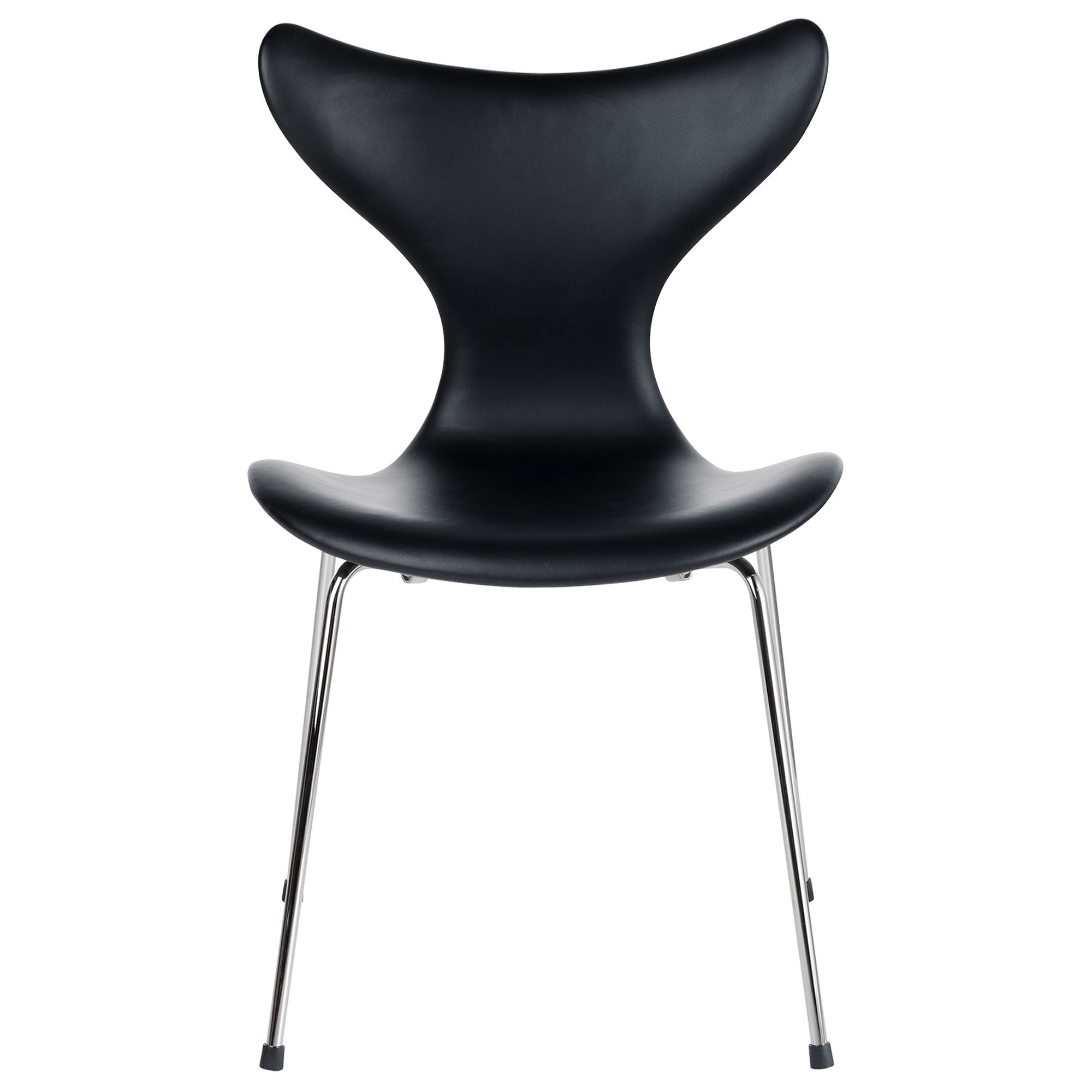 Fritz Hansen - 3108 Liljan, Läder, Essential Black - Matstolar - Arne Jacobsen - Svart - Läder/Metall/Trä