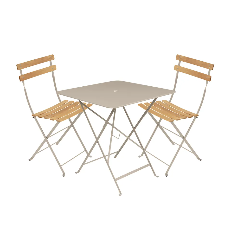 Bistro matgrupp bord 71cm & 2 trä stolar