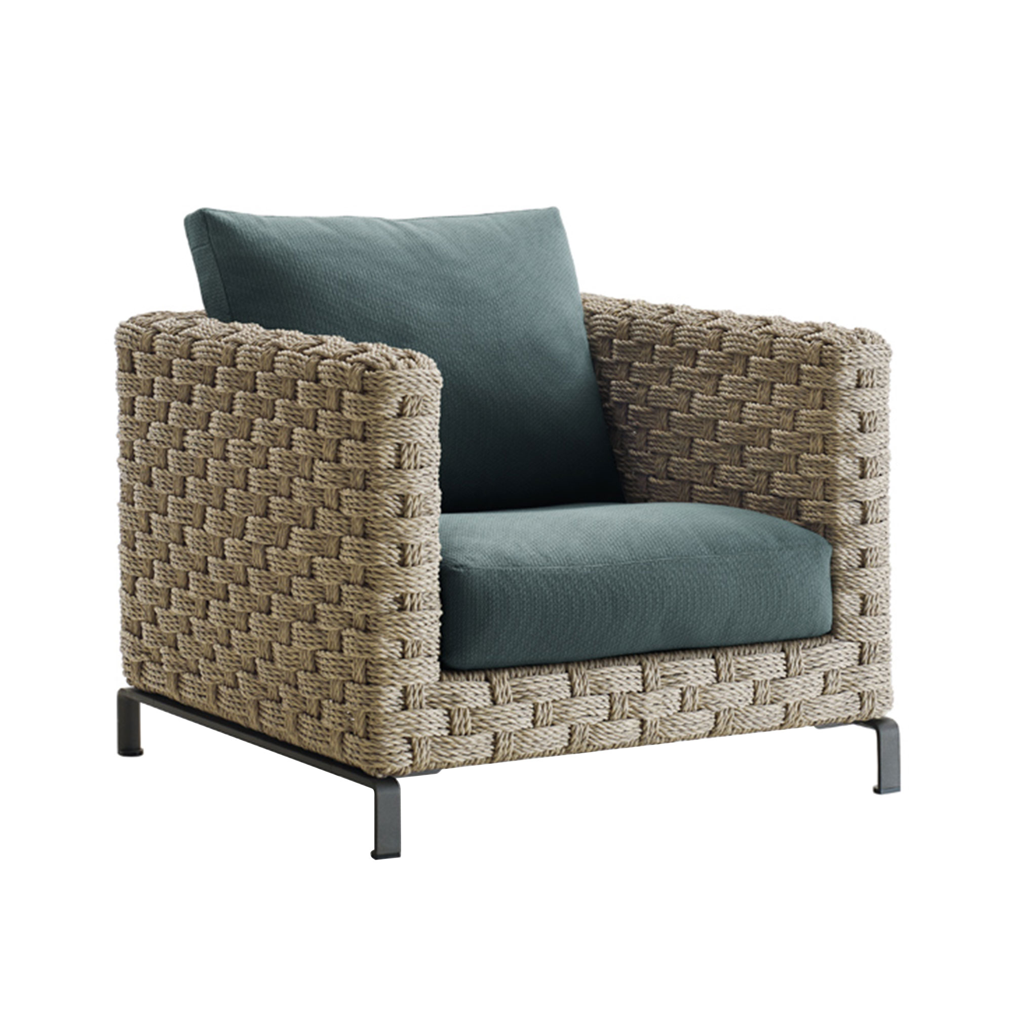 B&B Italia - Ray Outdoor Natural Armchair RN86, Fabric Outdoor 02, Lusso Leila 280 - Utomhusfåtöljer - Antonio Citterio - Metall/Syntetiskt