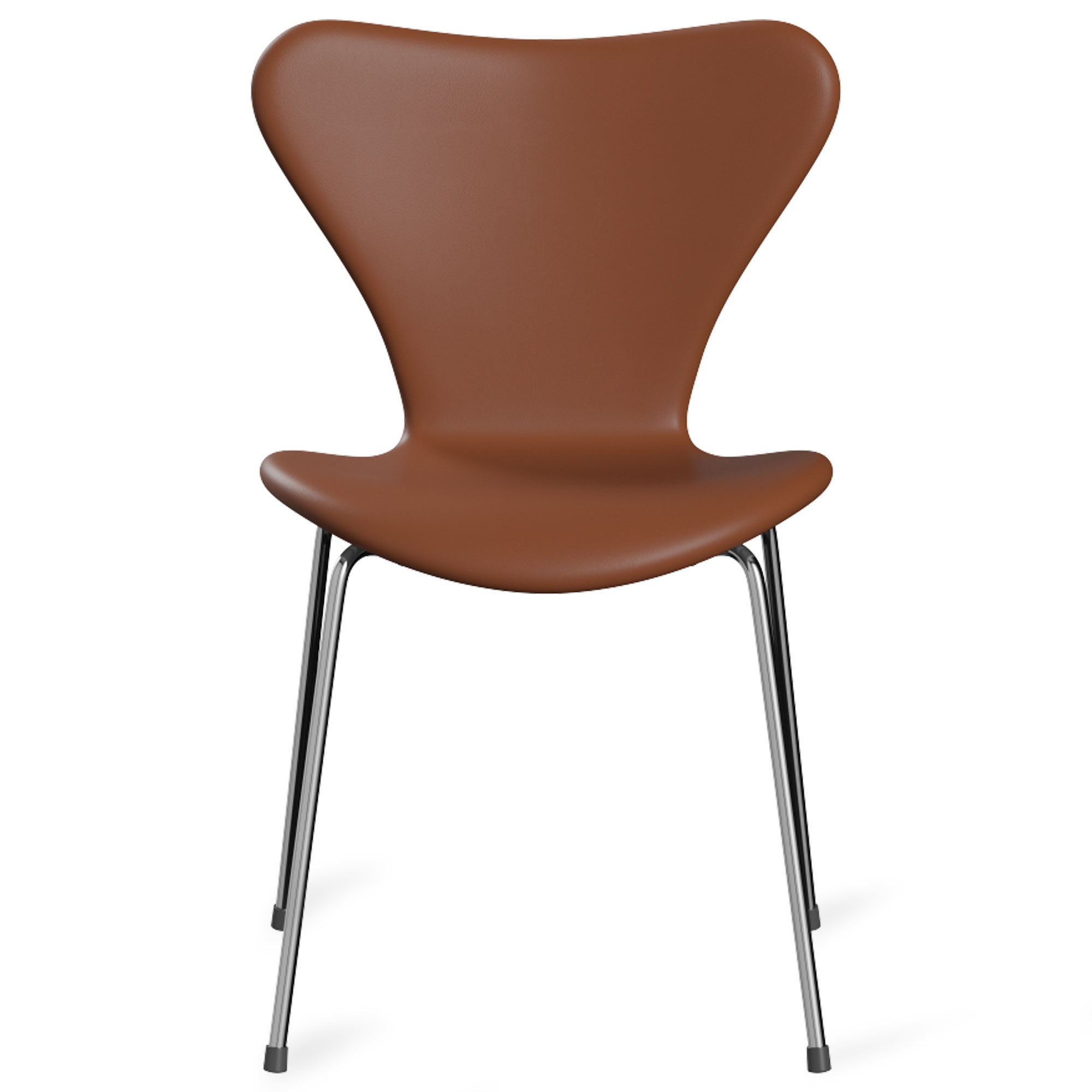 Fritz Hansen - Sjuan 3107 stol helkl&auml;dd chrome / soft cognac - Matstolar - Arne Jacobsen - Brun - L&auml;der/Metall/Tr&auml;