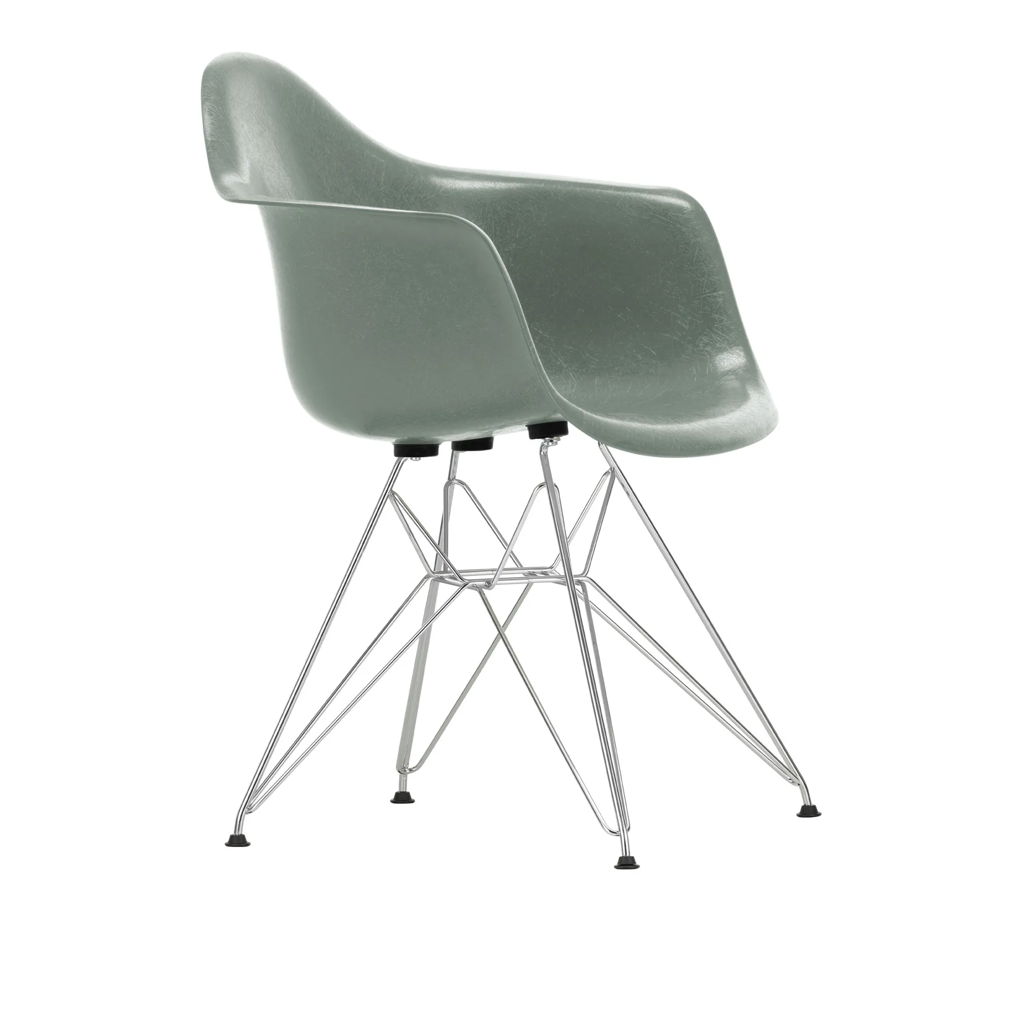 Eames Fiberglass Armchair DAR karmstol Chrome