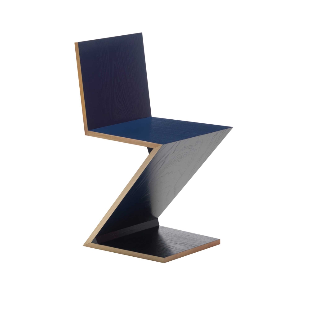 Cassina - 280 Zig-Zag Chair, Ashwood Stained in Blue, - Spisestoler - Gerrit Rietveld - Blå - Tre