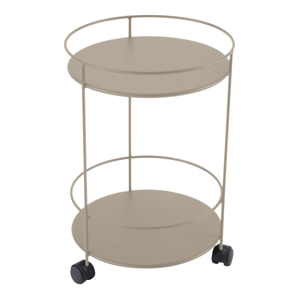 Fermob - Guinguette Side Wheeled Table With Solid Double Top Nutmeg 14 - Småbord & Sidobord utomhus - Brun - Metall
