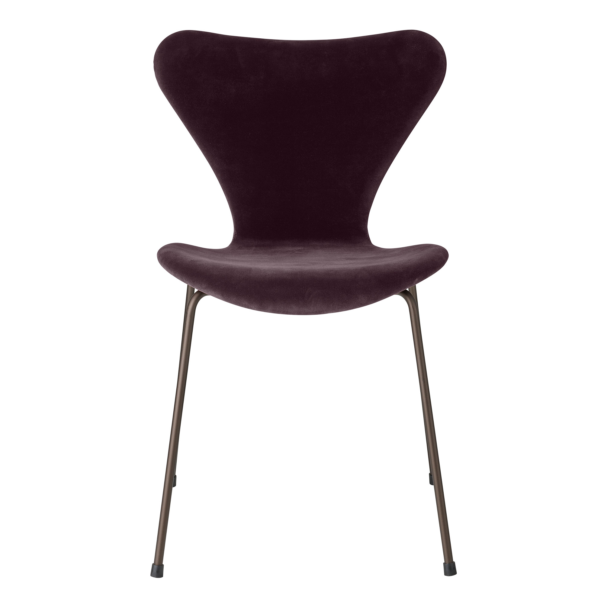 Fritz Hansen - Sjuan 3107 Velvet Edition Dark Plum - Matstolar - designer_arne_jacobsen - Röd - Metall/Textilmaterial