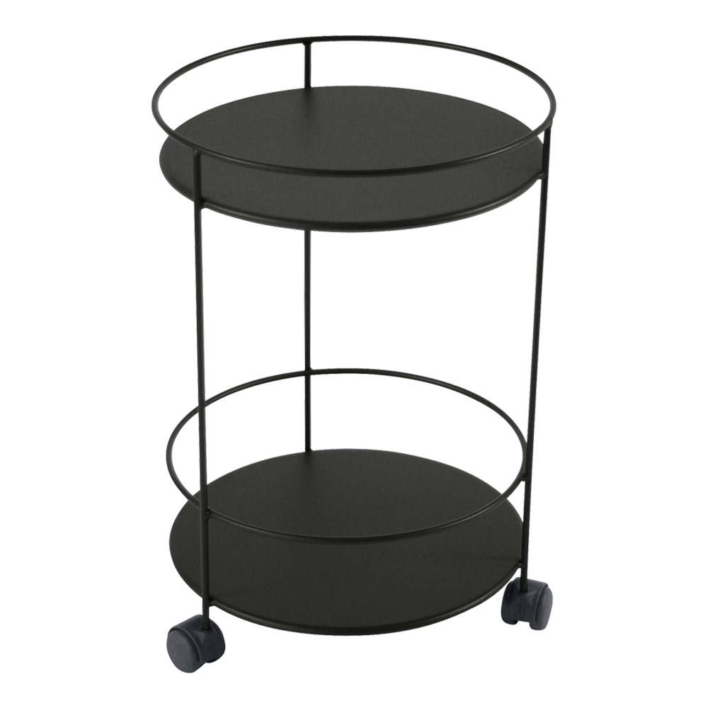 Fermob - Guinguette Side Wheeled Table With Solid Double Top Liquorice 42 - Småbord & Sidobord utomhus - Svart - Metall