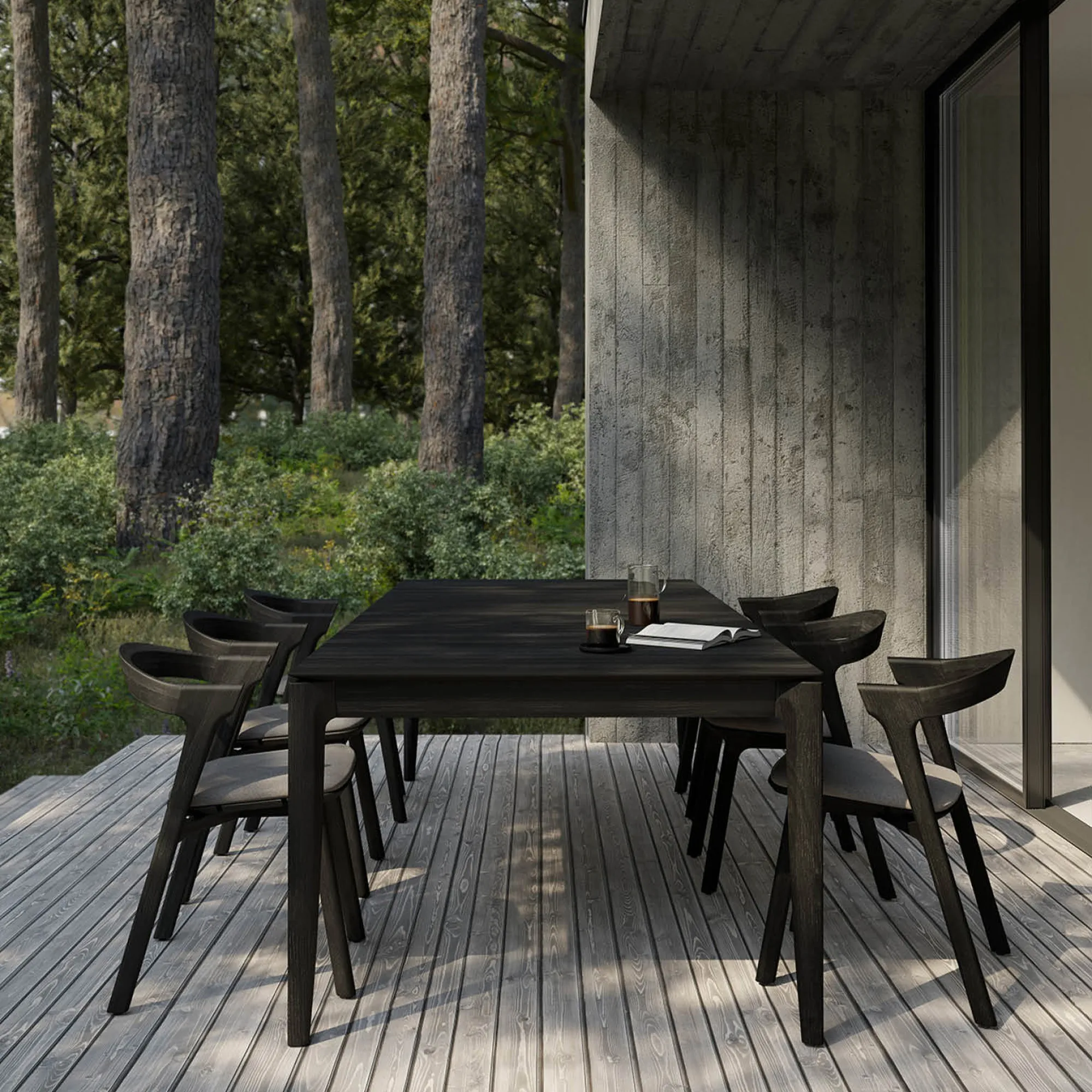 Bok Outdoor Dining Chair - Varnished Oak/Black