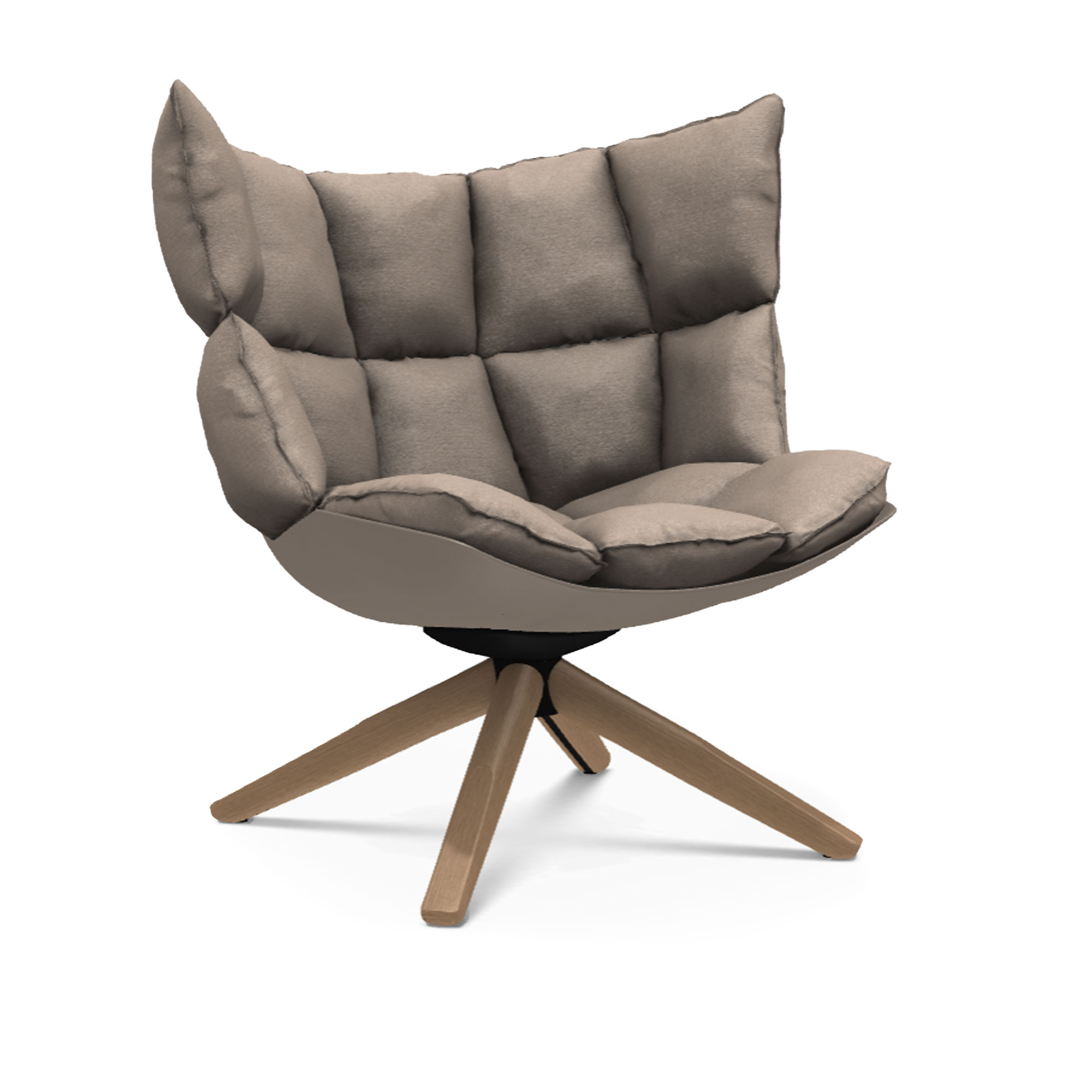 B&B Italia - Husk H2G Cat. Serie Sapri 102 Tortora shell, brushed light oak - Snurrfåtöljer - Patricia Urquiola - Beige - Trä/Textilmaterial/Syntetiskt