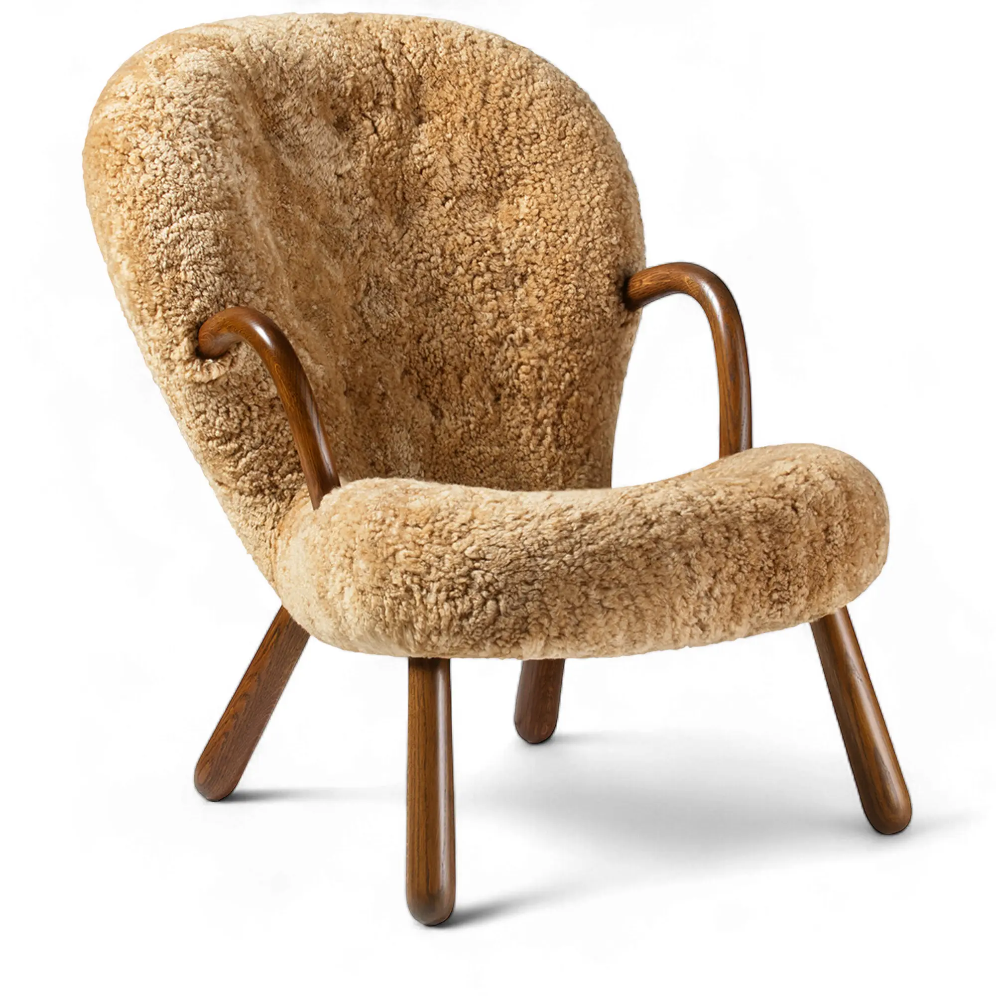 Clam Chair Sheepskin Maple Fumed Oak