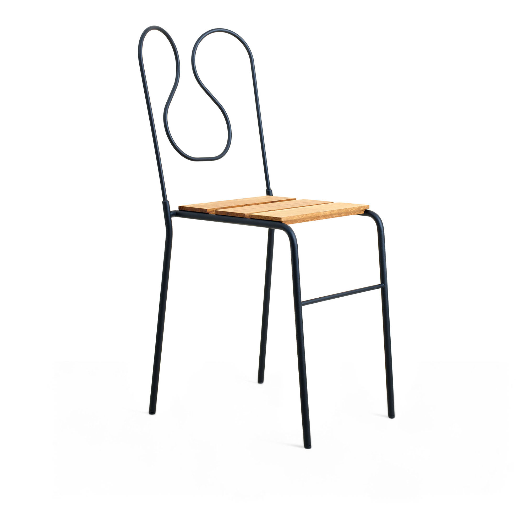 Ingridsdotter - Liv stol utomhus mattlackerad stål betsad ek natur - Matstolar utomhus - Jonas Bohlin - Svart - Metall/Trä | Utemöbler - Utestolar - Matstolar Utomhus | Möbelexperten