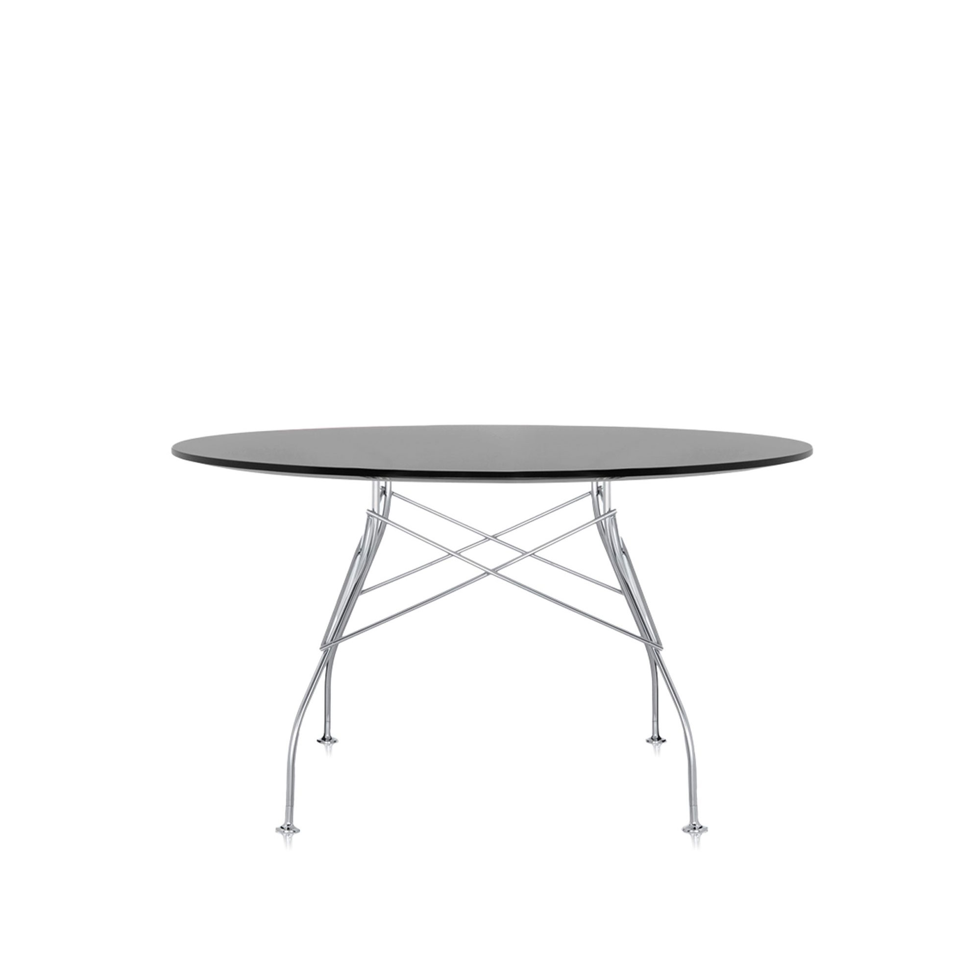 Kartell - Glossy Round Table 4561 Ø130, Chrome, Black Polyester - Matbord - Antonio Citterio - Svart - Naturmaterial/Metall